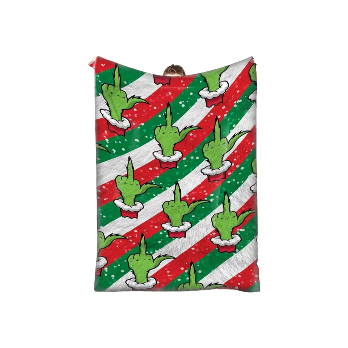 MINISO Weihnachtsdecke aus Flanell mit grünem Monstermuster in Mehrfarbig - Bild 4