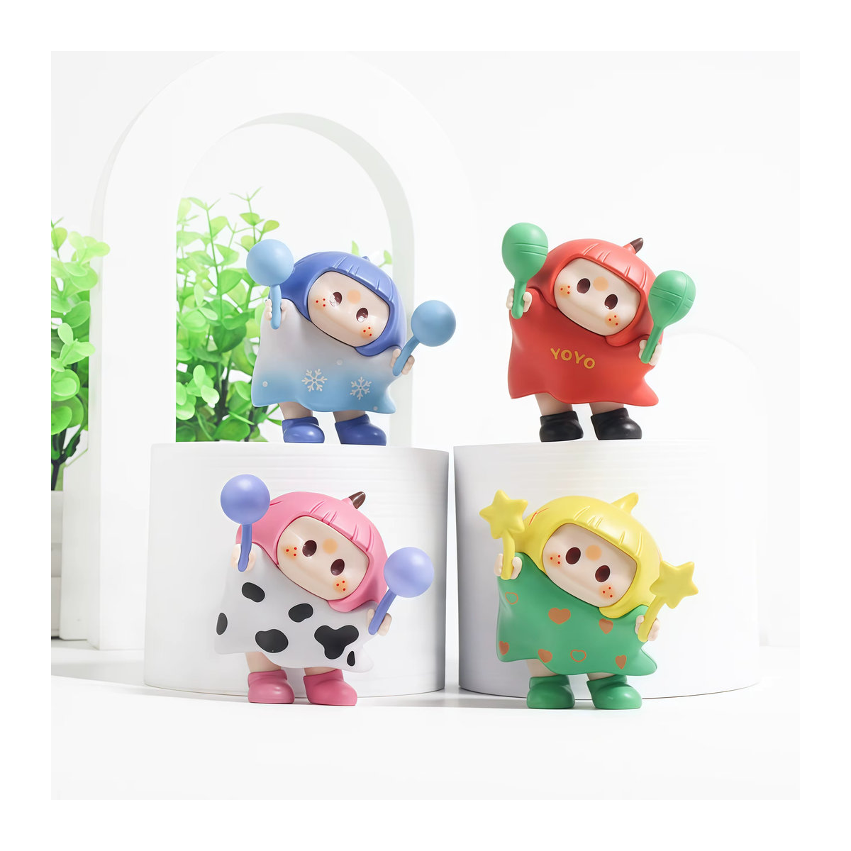 MINISO YOYO Youyou Jiang Neigekopf Serie Niedliche Figuren aus Kunststoff, mehrfarbig - Bild 4