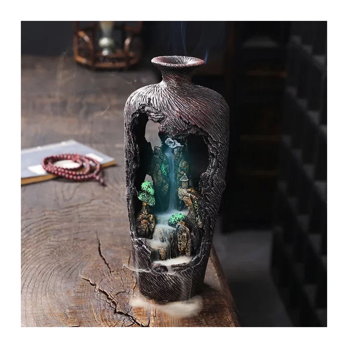 MINITAKING Rückfluss-Räuchergefäß in Braun aus Kunstharz als dekoratives Fengshui-Ornament im orientalischen Design - Bild 1