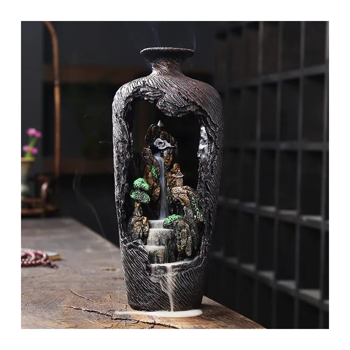 MINITAKING Rückfluss-Räuchergefäß in Braun aus Kunstharz als dekoratives Fengshui-Ornament im orientalischen Design - Bild 2