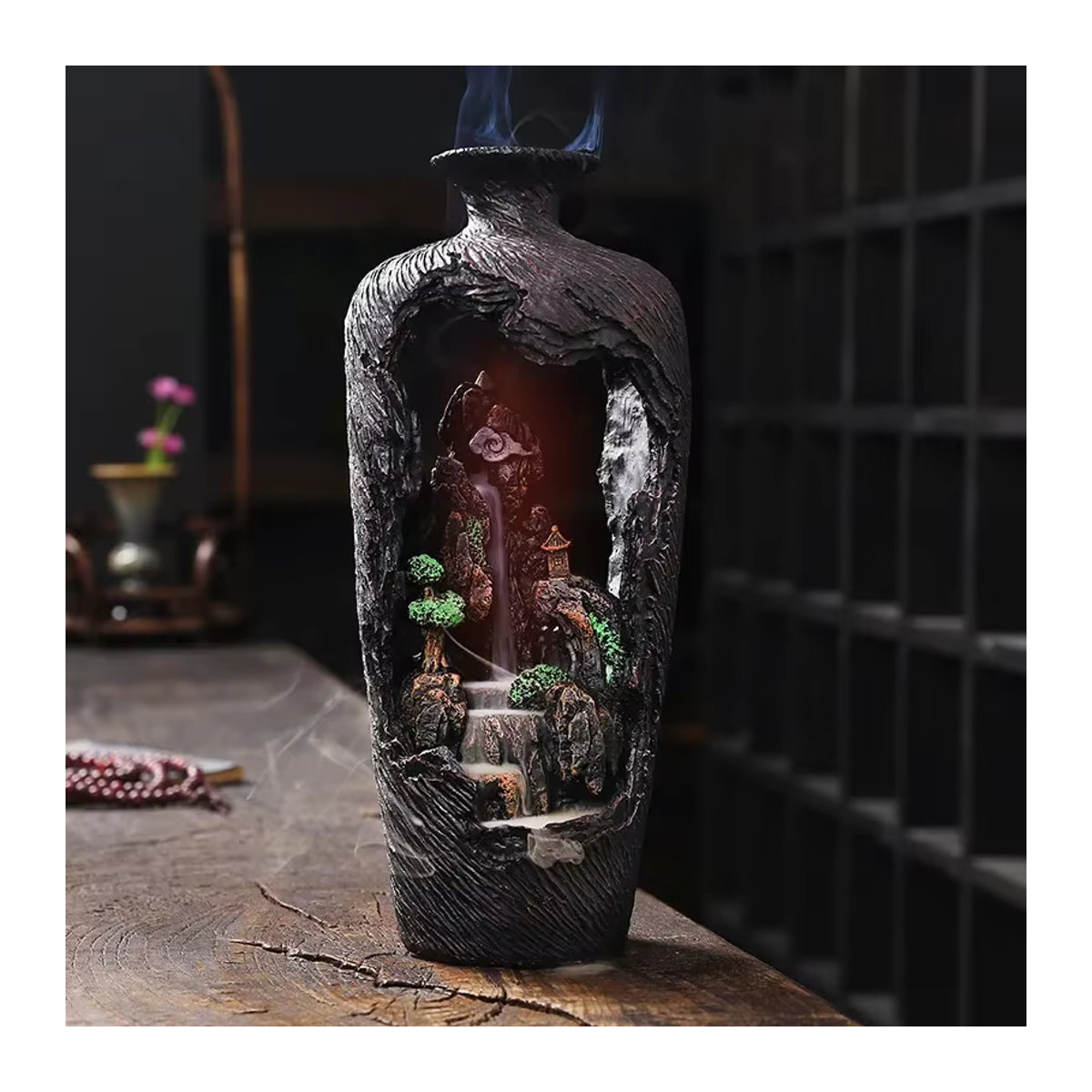 MINITAKING Rückfluss-Räuchergefäß in Braun aus Kunstharz als dekoratives Fengshui-Ornament im orientalischen Design - Bild 5