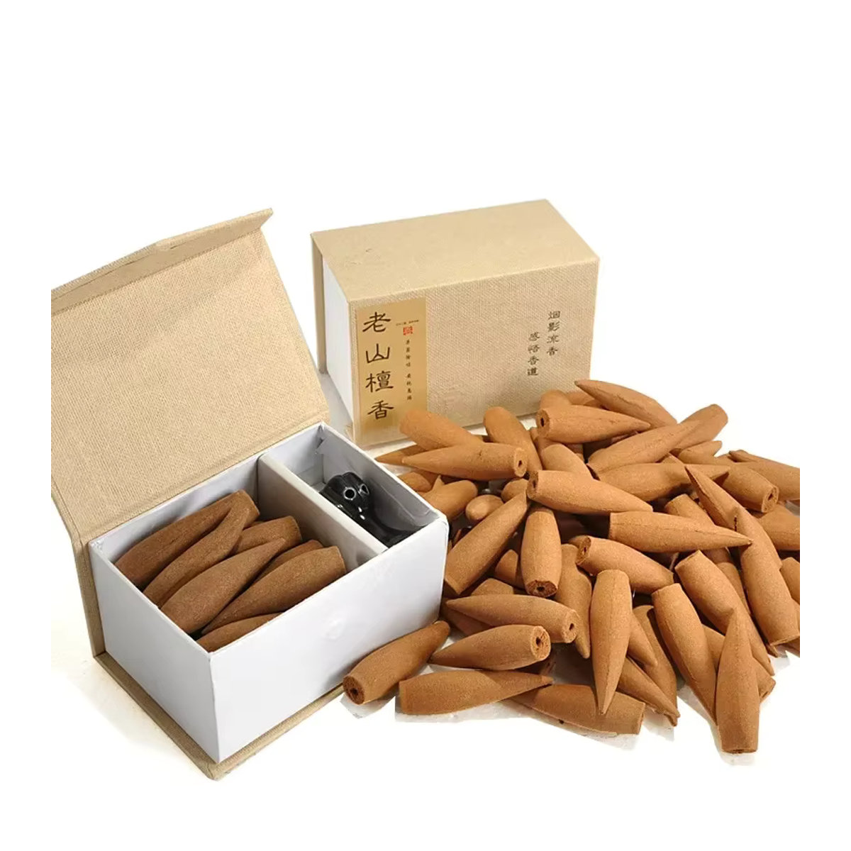 MINITAKING Sandelholz Räucherkegel Set mit Keramikbrenner und Halter, 22 Stück, Braun - Bild 2