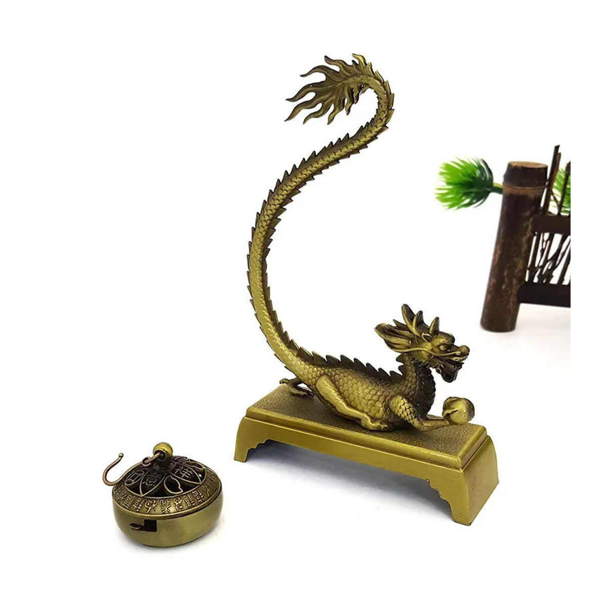 MINITAKING Weihrauchbrenner Soaring Dragon aus Legierung in Gold mit hängendem Design für Duftchips und orientalische Dekoration - Bild 2