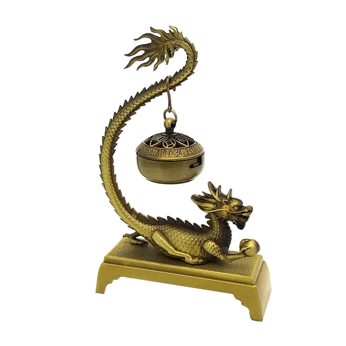 MINITAKING Weihrauchbrenner Soaring Dragon aus Legierung in Gold mit hängendem Design für Duftchips und orientalische Dekoration - Bild 4
