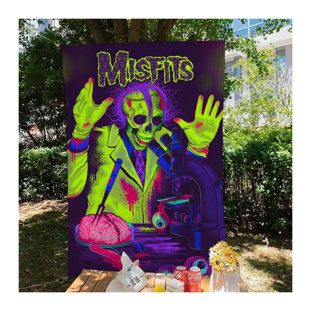 Misfits Rockmusik Werbeflagge als hängender Textil-Banner, mehrfarbig, B: 70 cm, H: 50 cm - Bild 1