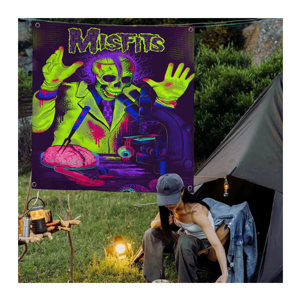 Misfits Rockmusik Werbeflagge als hängender Textil-Banner, mehrfarbig, B: 70 cm, H: 50 cm - Bild 4