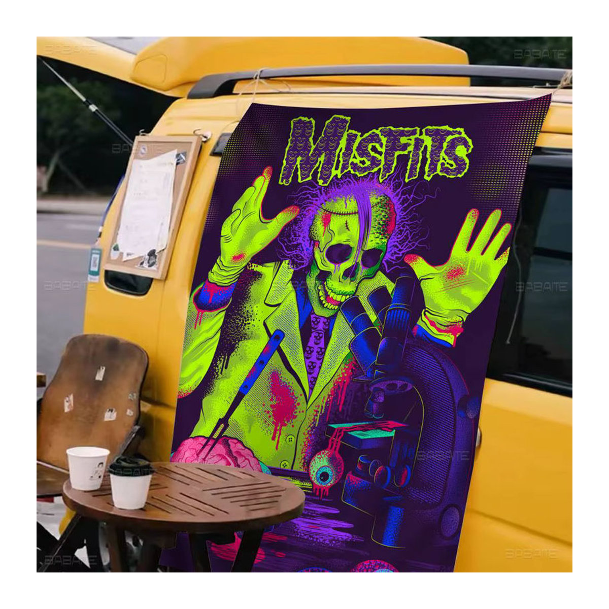 Misfits Rockmusik Werbeflagge als hängender Textil-Banner, mehrfarbig, B: 70 cm, H: 50 cm - Bild 6