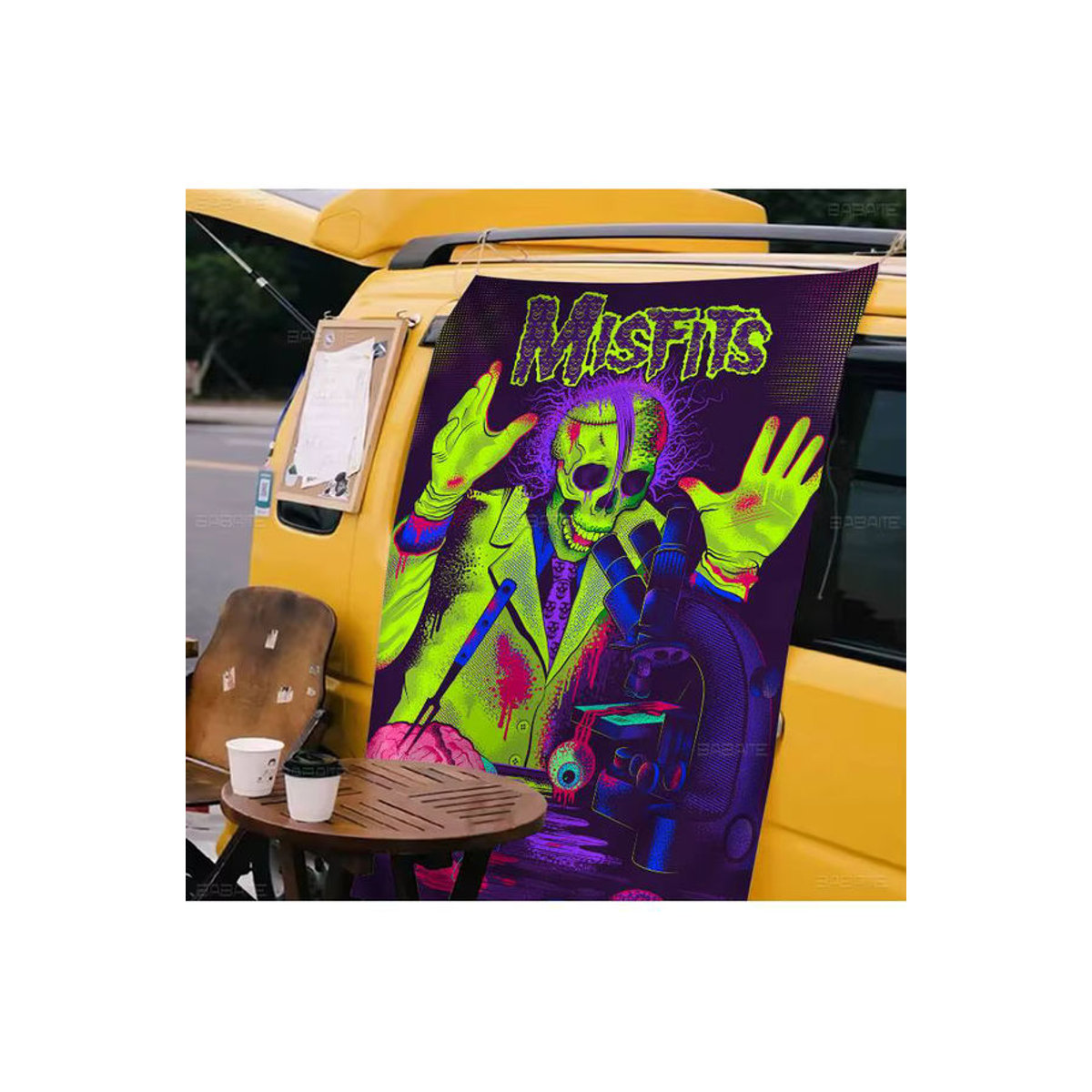 Misfits Rockmusik Werbeflagge als hängender Textil-Banner, mehrfarbig, B: 70 cm, H: 50 cm - Bild 7