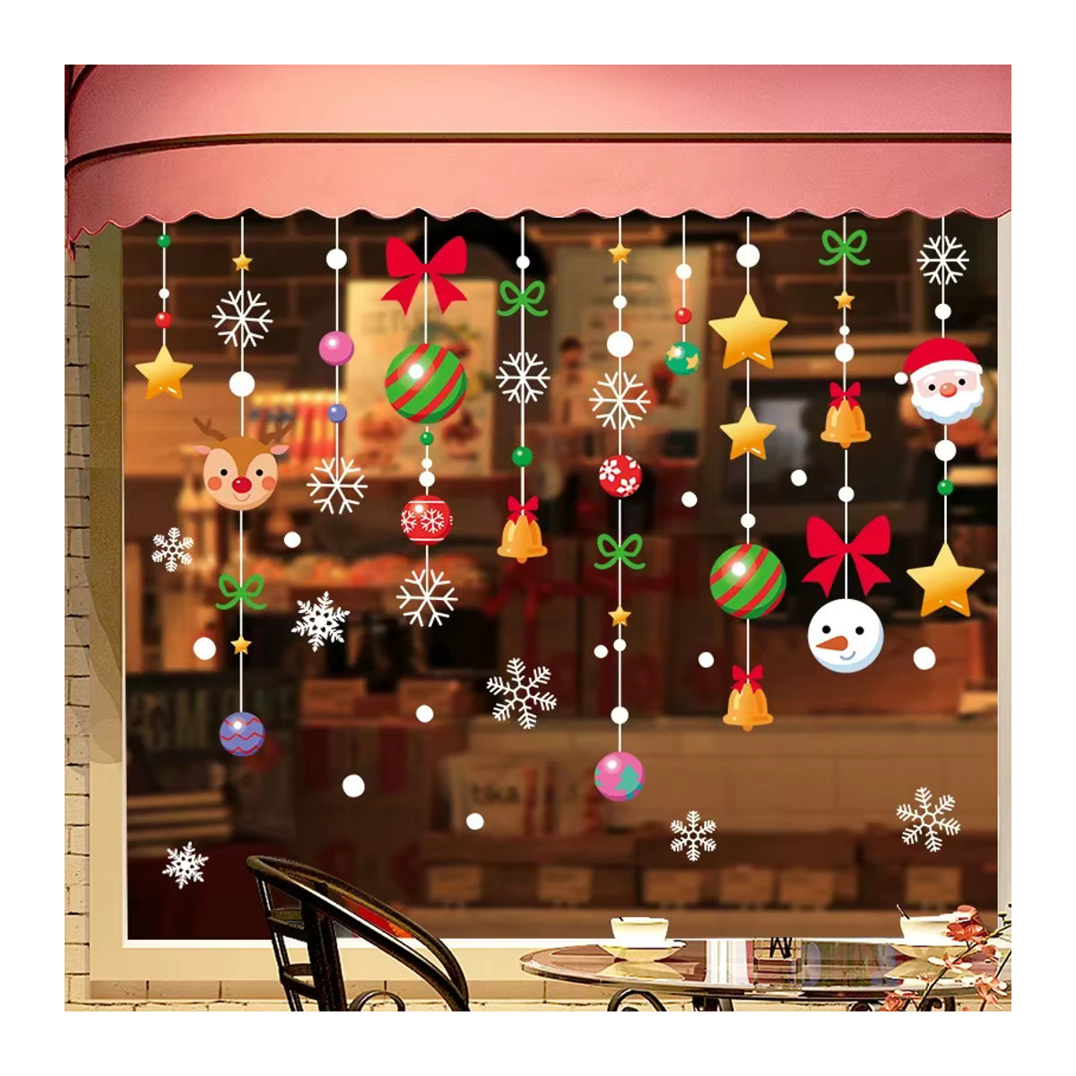 Miss deer 4er Set Weihnachts Fensteraufkleber mit Santa und Elch in Blau und Mehrfarbig für Kinder - Bild 2