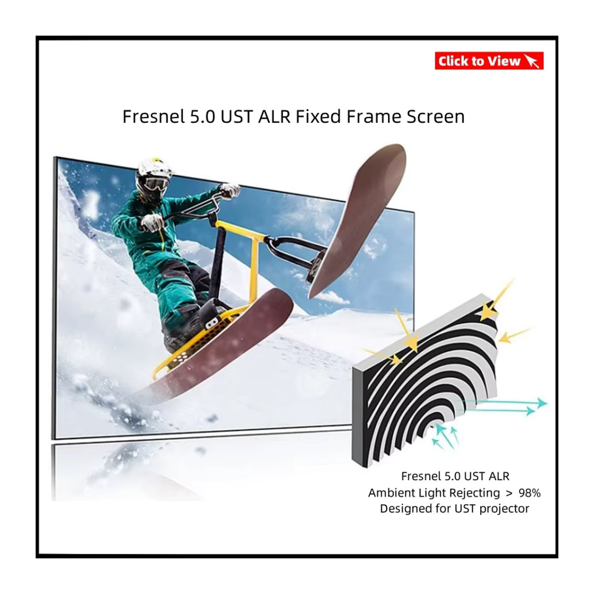 Mivision Fresnel ALR Projektionsleinwand mit 8K UHD Auflösung, 2,8x Verstärkung und Ambient Light Rejection, Wandmontage, Schwarz, Rechteckig - Bild 5