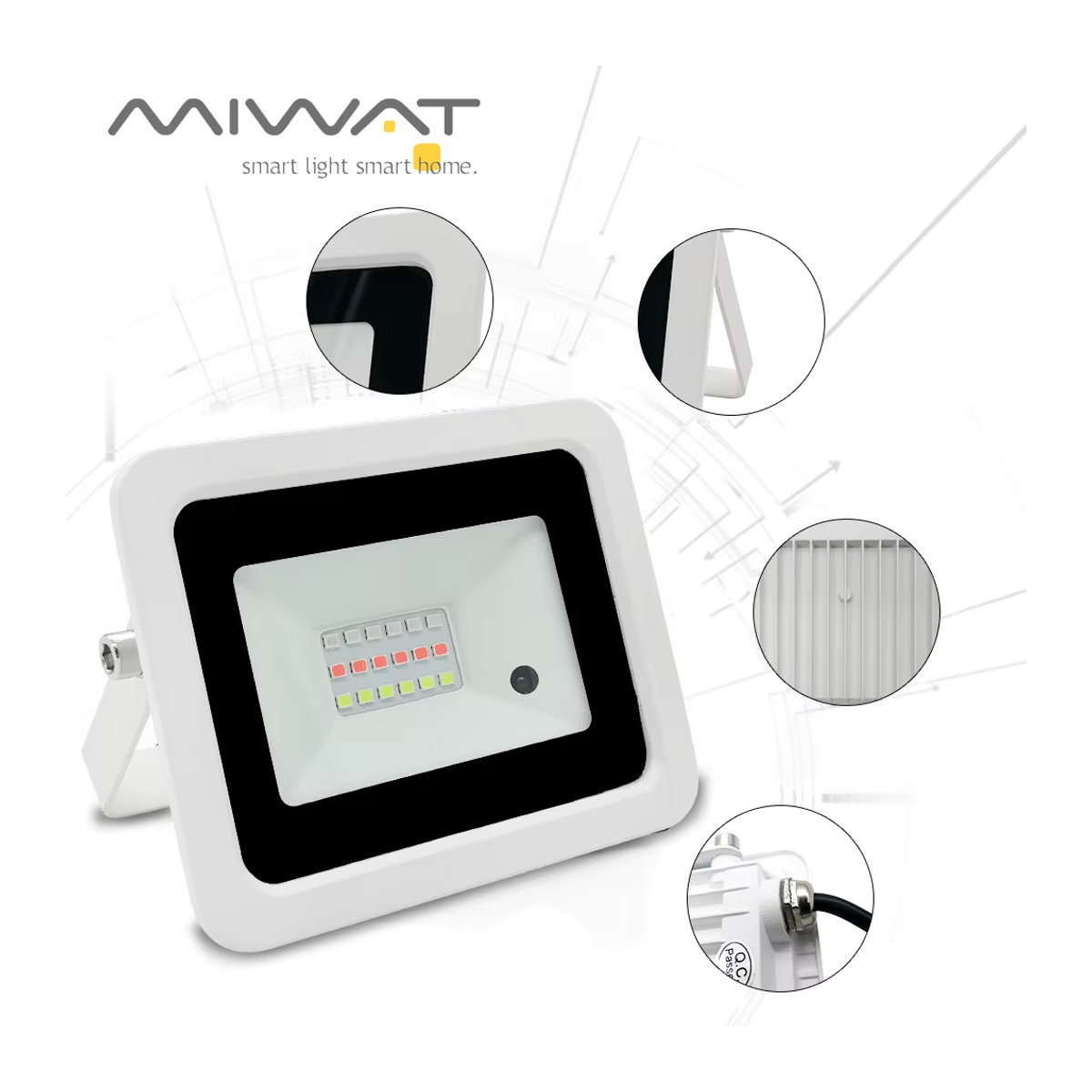 MIWAT RGB LED Außenstrahler IP68 Wasserdichter Flutlicht Projektor für Garten und Outdoor in Bunt und Weiß - Bild 2