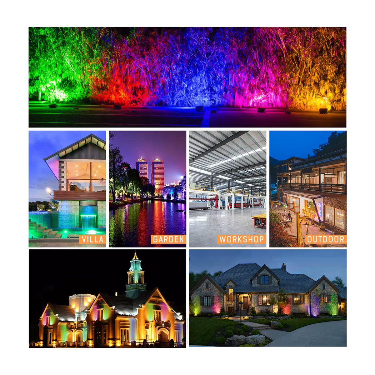 MIWAT RGB LED Außenstrahler IP68 Wasserdichter Flutlicht Projektor für Garten und Outdoor in Bunt und Weiß - Bild 4