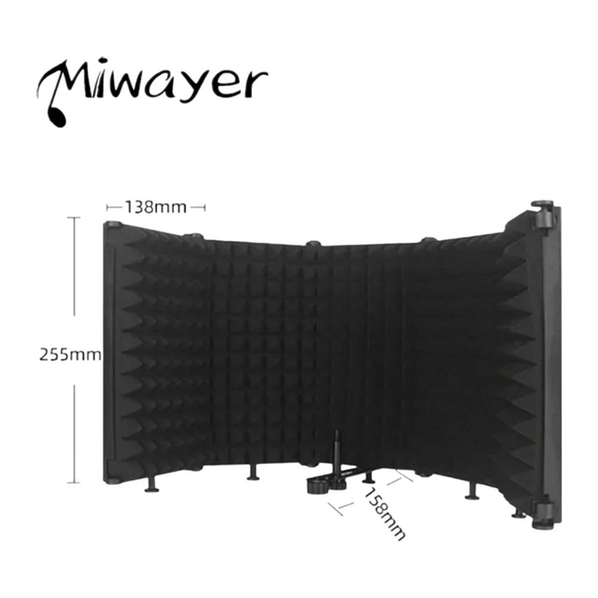 Miwayer Einstellbares Mikrofon-Isolationsschild mit 3 oder 5 Panels, Faltbarer Studio-Schallschutz aus Schwamm und Textil, Schwarz - Bild 1