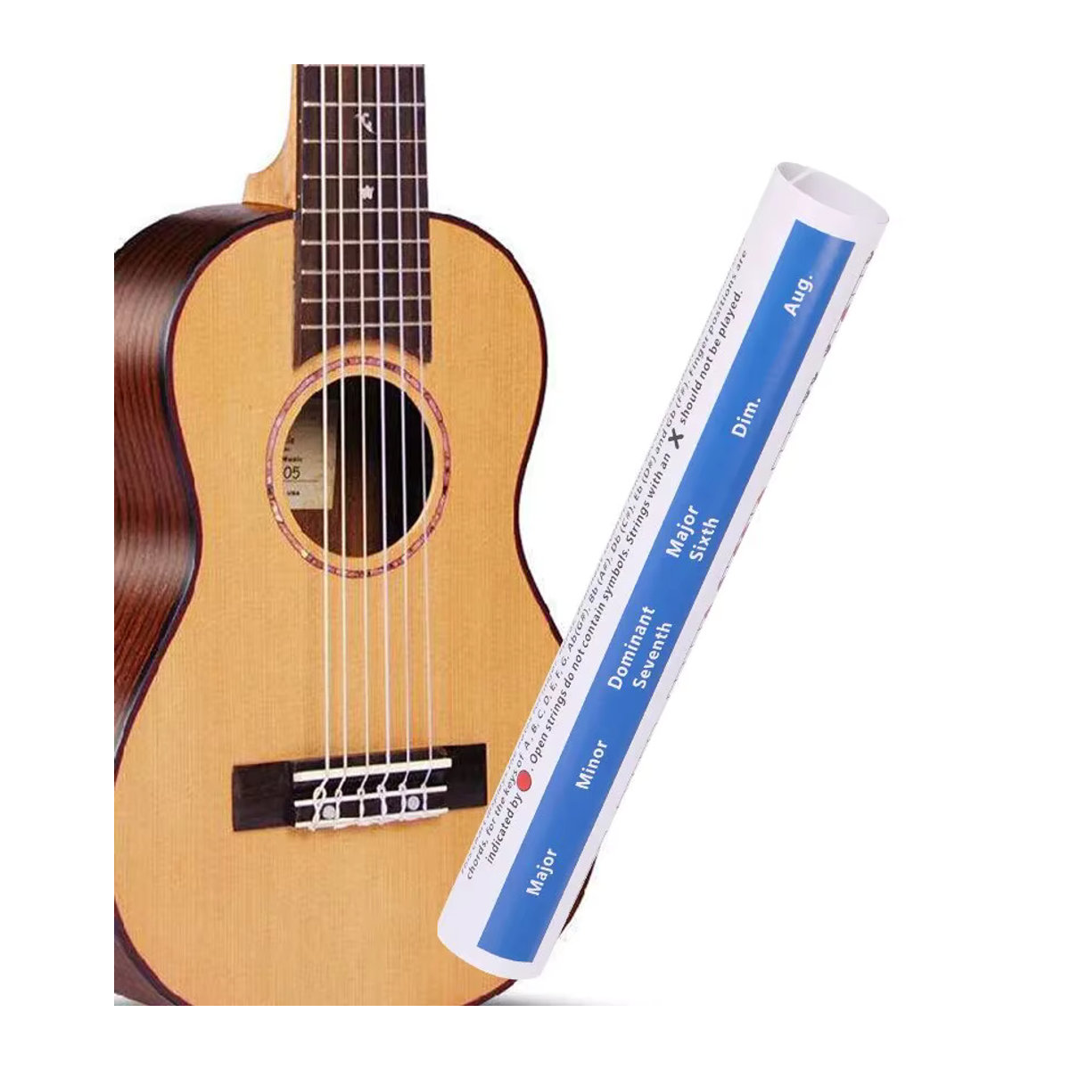 Miwayer Gitarren Akkord Übungs Diagramm Poster für Anfänger und Fortgeschrittene, Weiß, Typografie Design - Bild 3