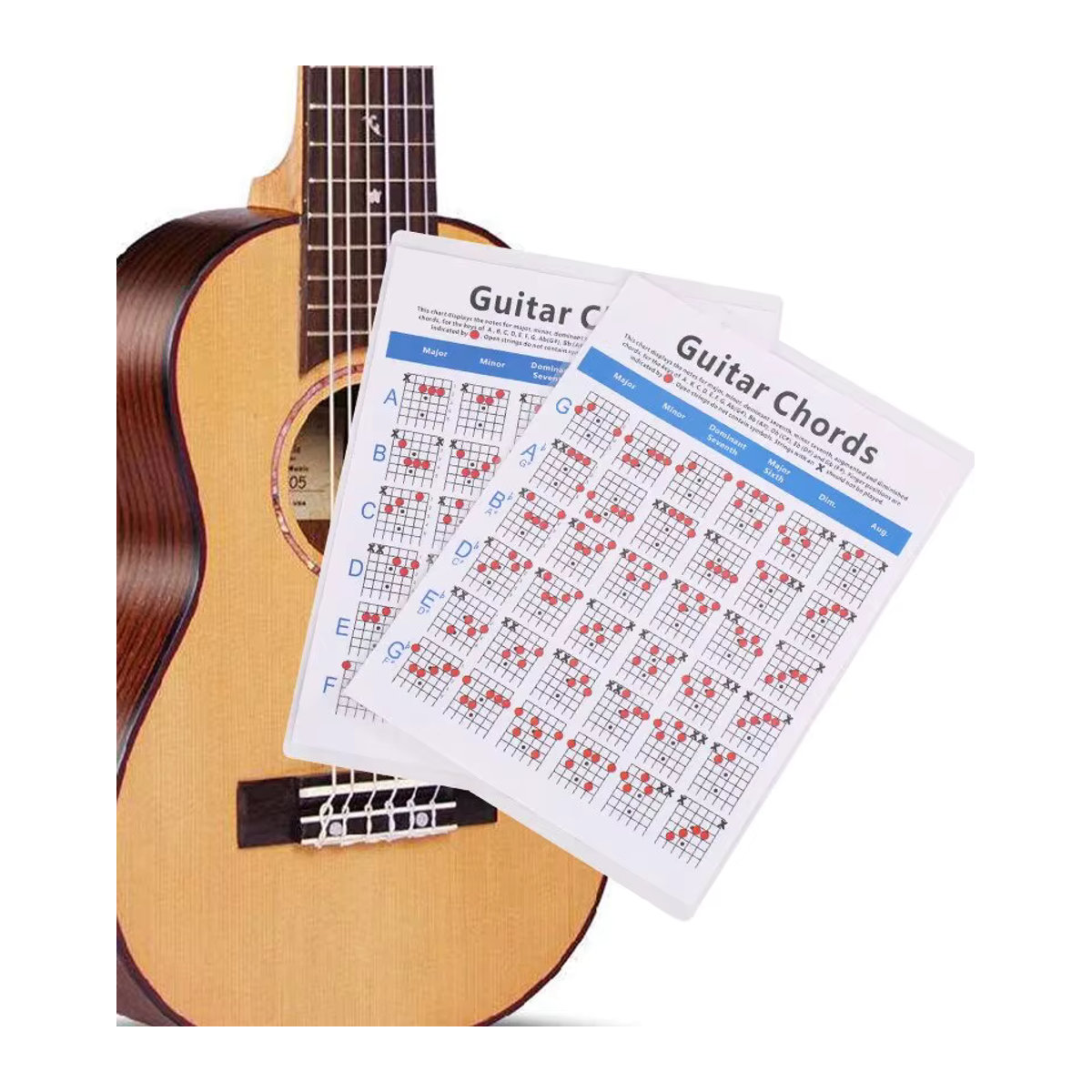 Miwayer Gitarren Akkord Übungs Diagramm Poster für Anfänger und Fortgeschrittene, Weiß, Typografie Design - Bild 5