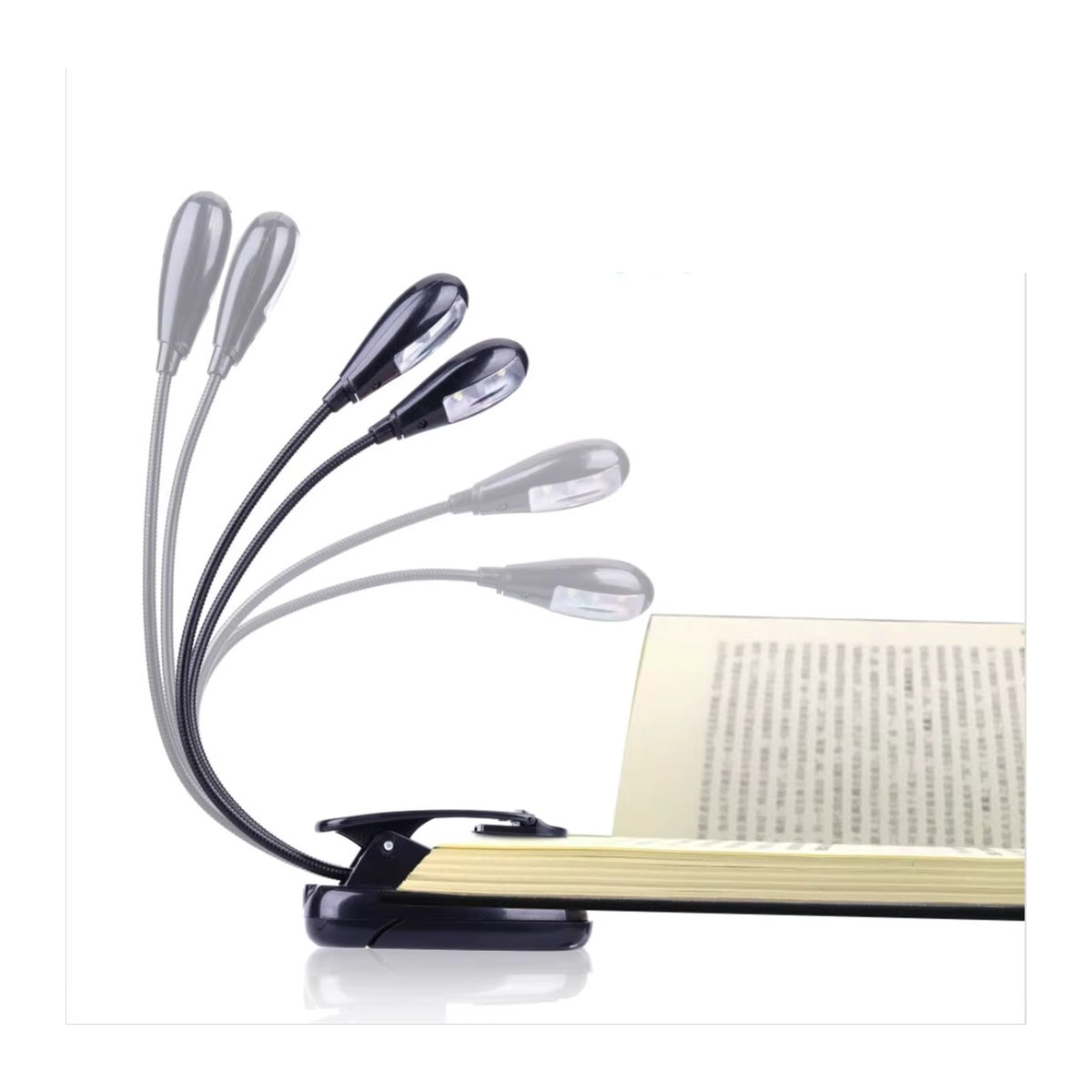 Miwayer LED Clip-On Leseleuchte mit 4 Helligkeitsstufen, USB und AAA-Batterie betrieben, minimalistisches Design für Bücher und Musikständer - Bild 1