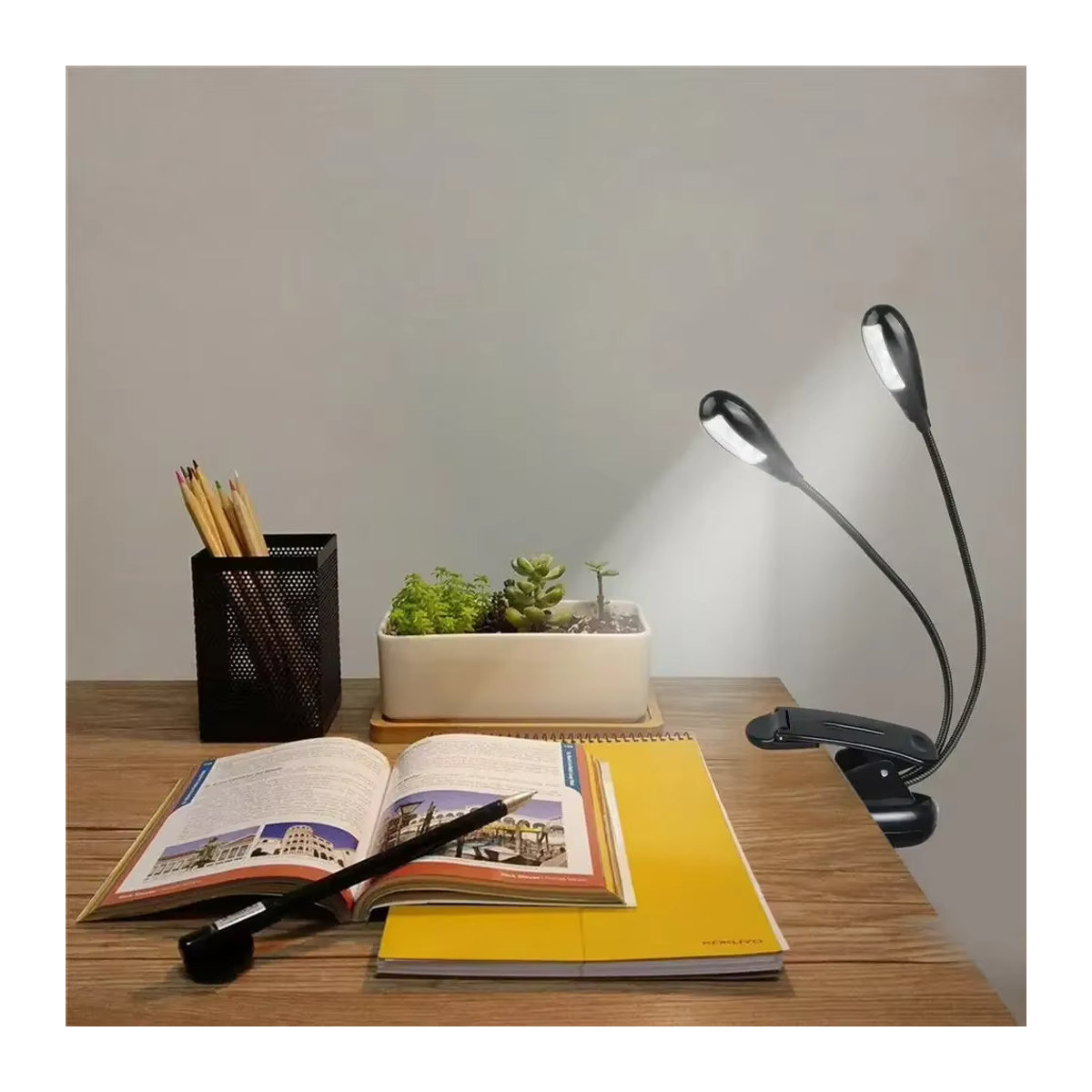 Miwayer LED Clip-On Leseleuchte mit 4 Helligkeitsstufen, USB und AAA-Batterie betrieben, minimalistisches Design für Bücher und Musikständer - Bild 5