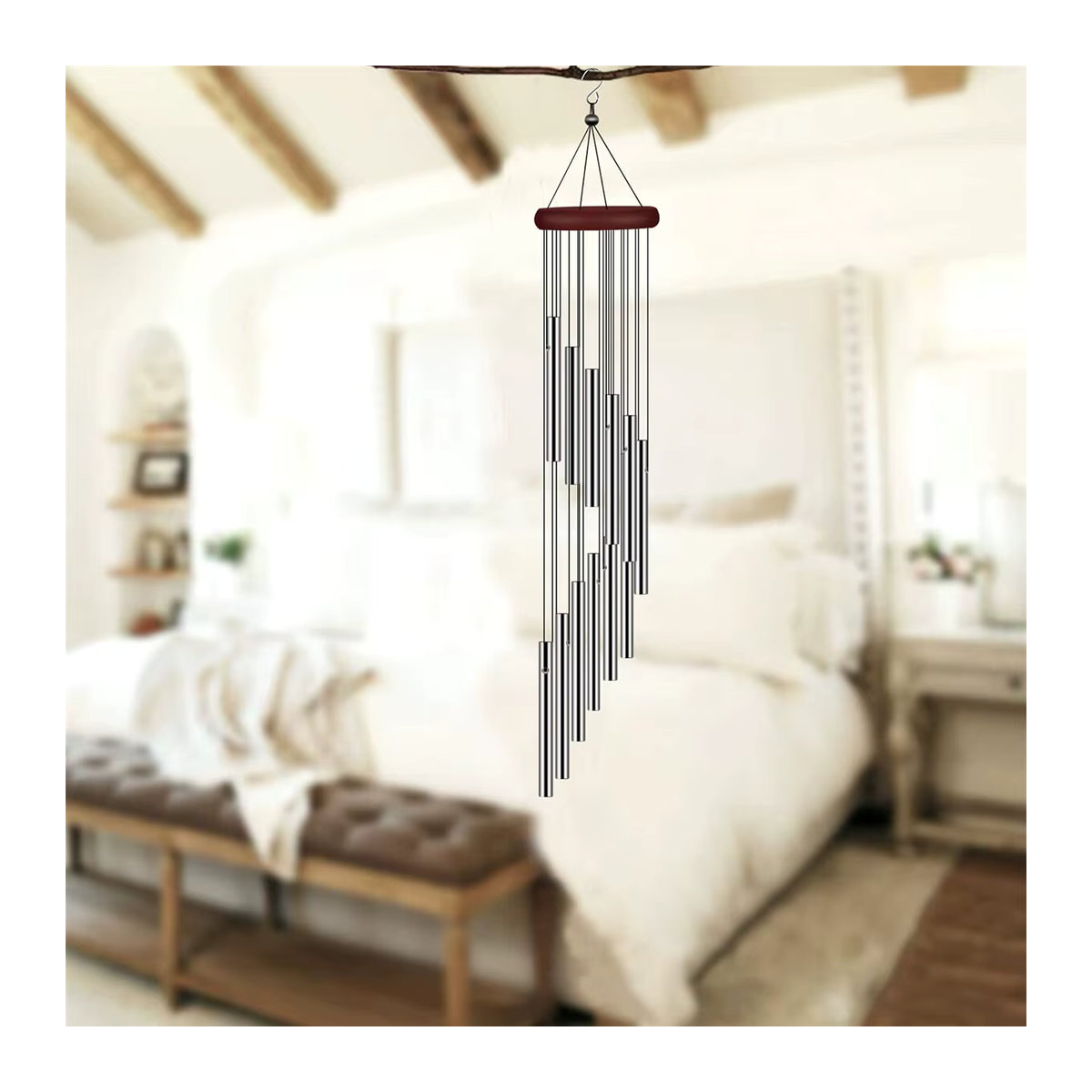 Miwayer Windspiele für Außen mit 12 Metallröhren, Melodie Windglocken für Garten und Terrasse, Silber und Gold - Bild 3
