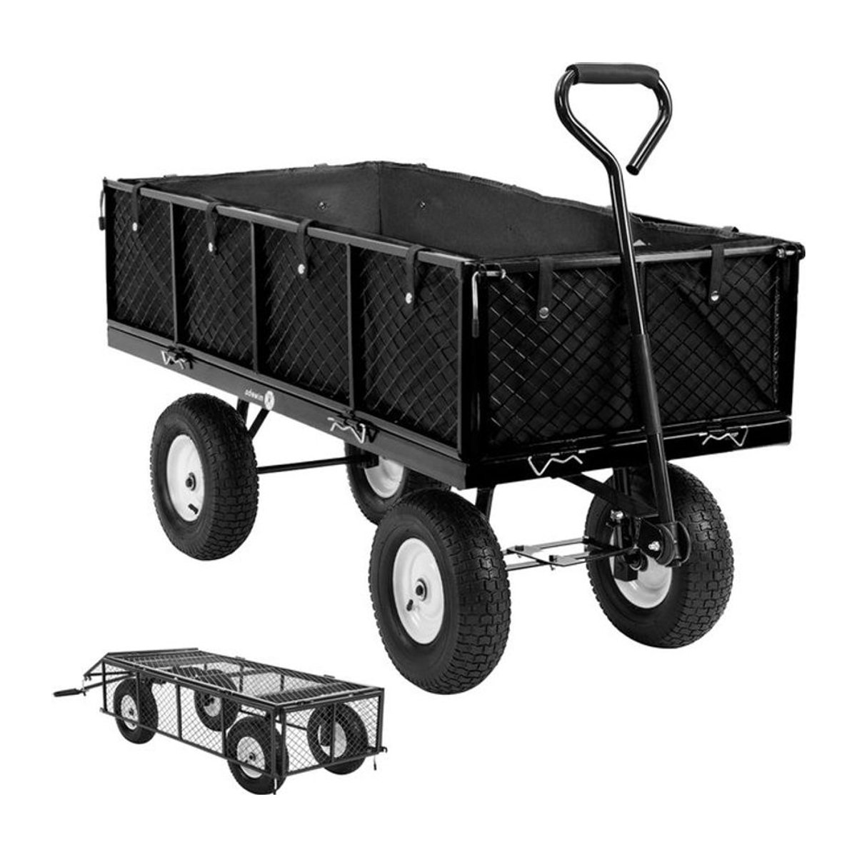Miweba Bollerwagen MB-700 Transportwagen mit 700 kg Traglast, klappbar, Doppelachse und Stahlrahmen in Schwarz - Bild 1