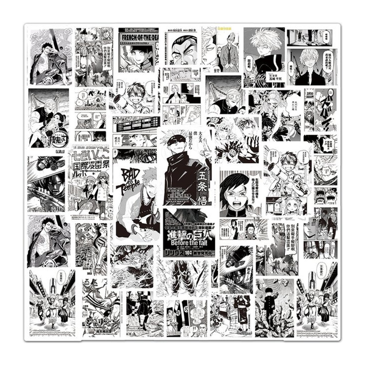 Mix Anime Aufkleber Set mit Motiven aus Jujutsu Kaisen, Hunter x Hunter und Angriff auf Titan, mehrfarbig, aus Papier für Laptop, Telefon und Gepäck - Bild 1