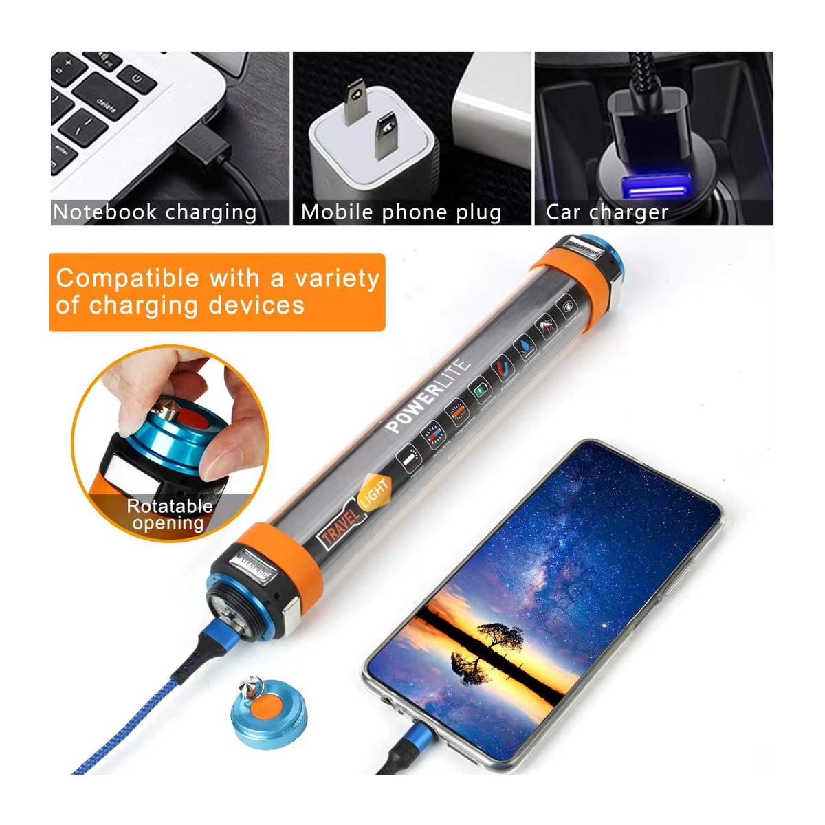 Mixxar ZK30 Tragbare LED Camping Lampe USB Aufladbare Wasserdichte Laterne mit Magnet und Aufhängung - Bild 3