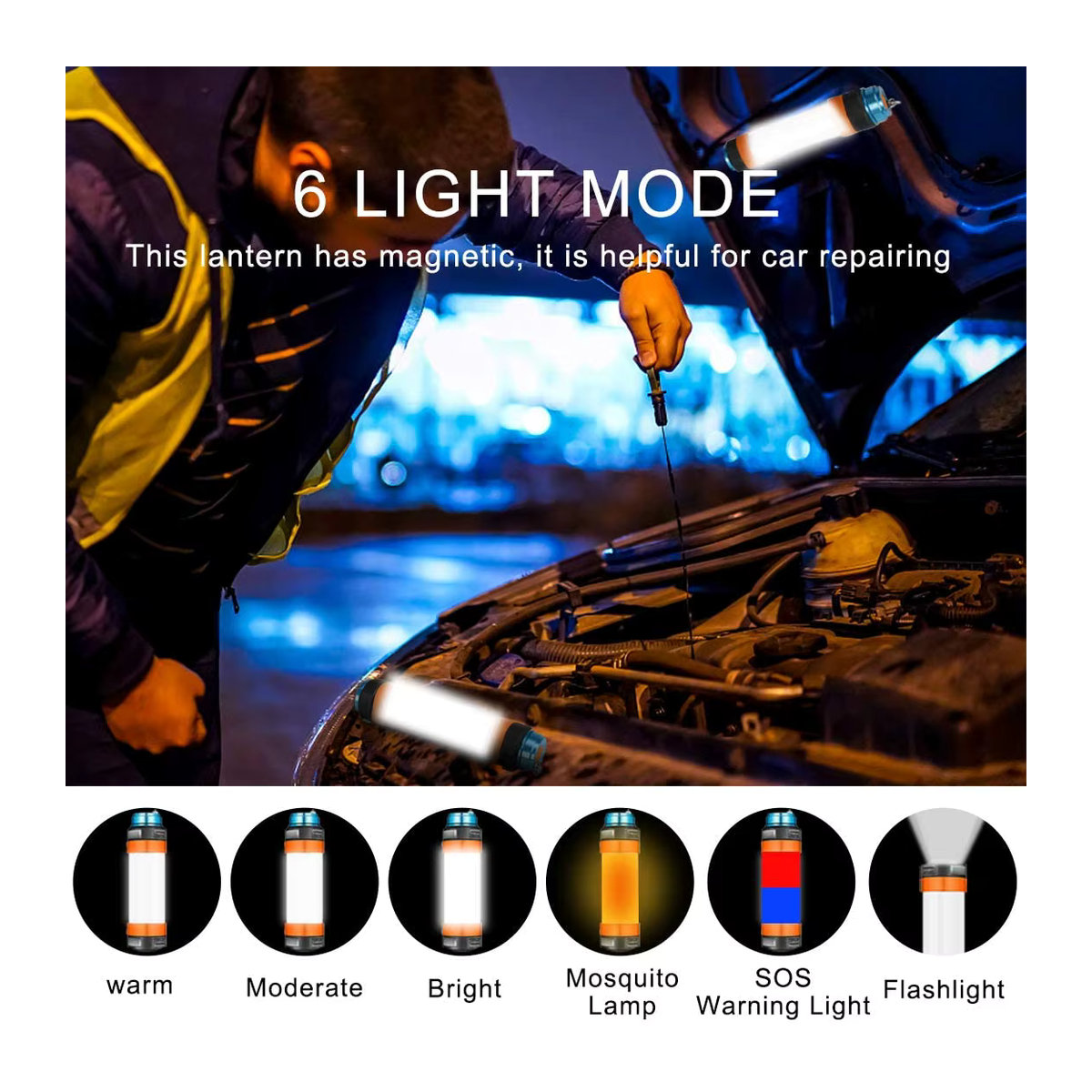 Mixxar ZK30 Tragbare LED Camping Lampe USB Aufladbare Wasserdichte Laterne mit Magnet und Aufhängung - Bild 4