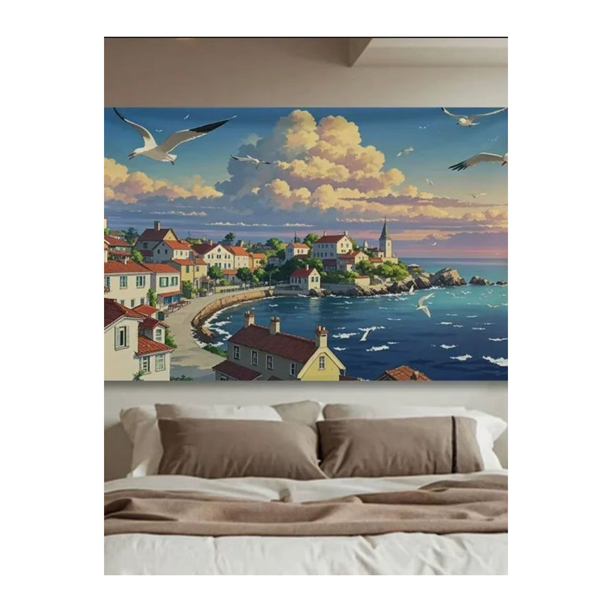 Miyazaki Hayao Anime Wandteppich mit Landschaftsmotiv, mehrfarbig, Textil, B/H: 40 x 60 cm - Bild 3