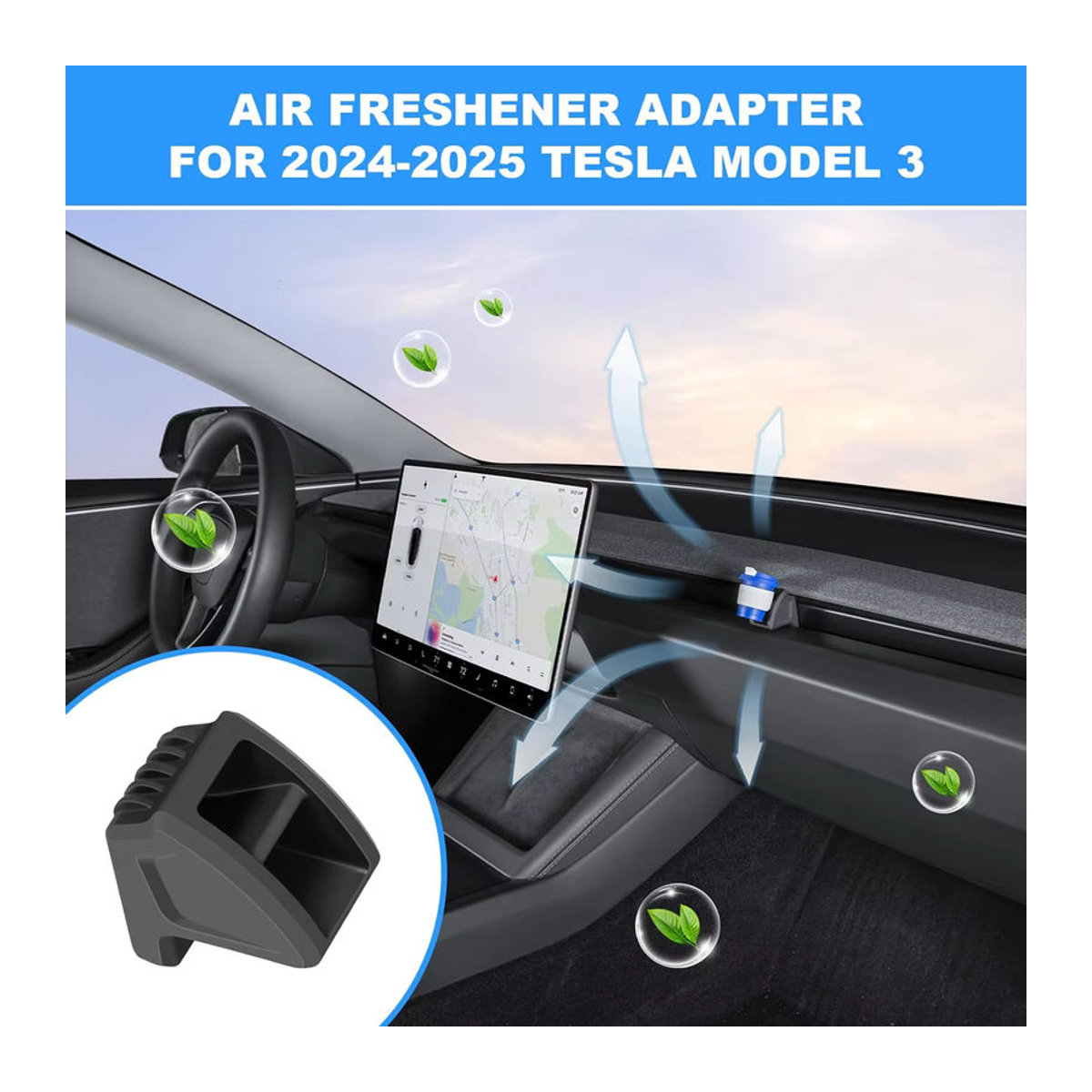 MIYOKAKING Lüftungsduftspender-Adapter für Tesla Model Y Juniper 2020-2026 und Model 3 2017-2026, Schwarz, Kunststoff - Bild 2