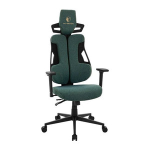 ML-Design Gaming Stuhl aus Stoff in Grün mit ergonomischer Kopfstütze, Lordosenstütze und 3D-Armlehnen