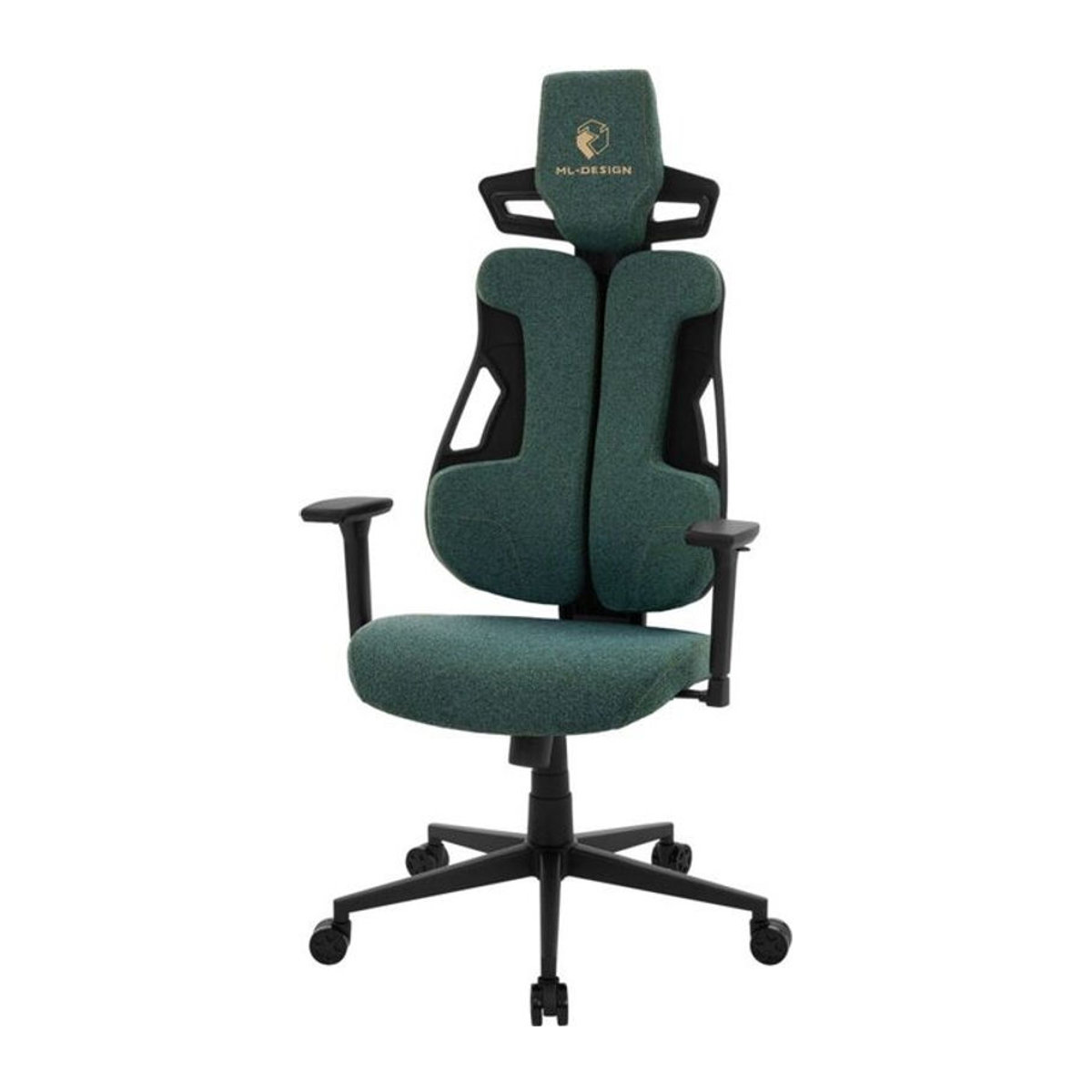 ML-Design Gaming Stuhl aus Stoff in Grün mit ergonomischer Kopfstütze, Lordosenstütze und 3D-Armlehnen - Bild 2