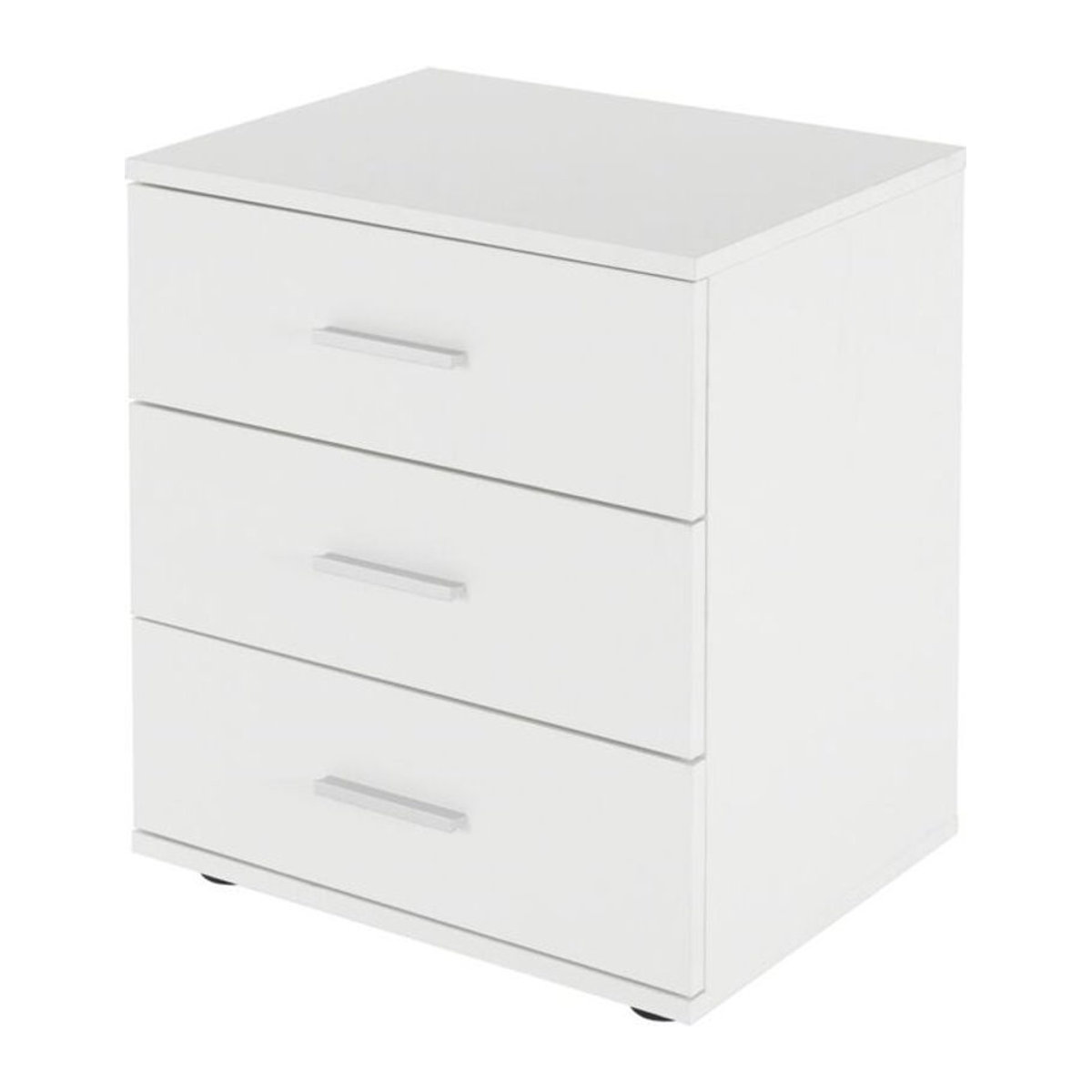 ML-Design Moderner Nachttisch aus Holzwerkstoff mit 3 Schubladen und Aluminium-Griffen, Weiß, B: 52 cm, H: 45 cm, T: 34 cm - Bild 1