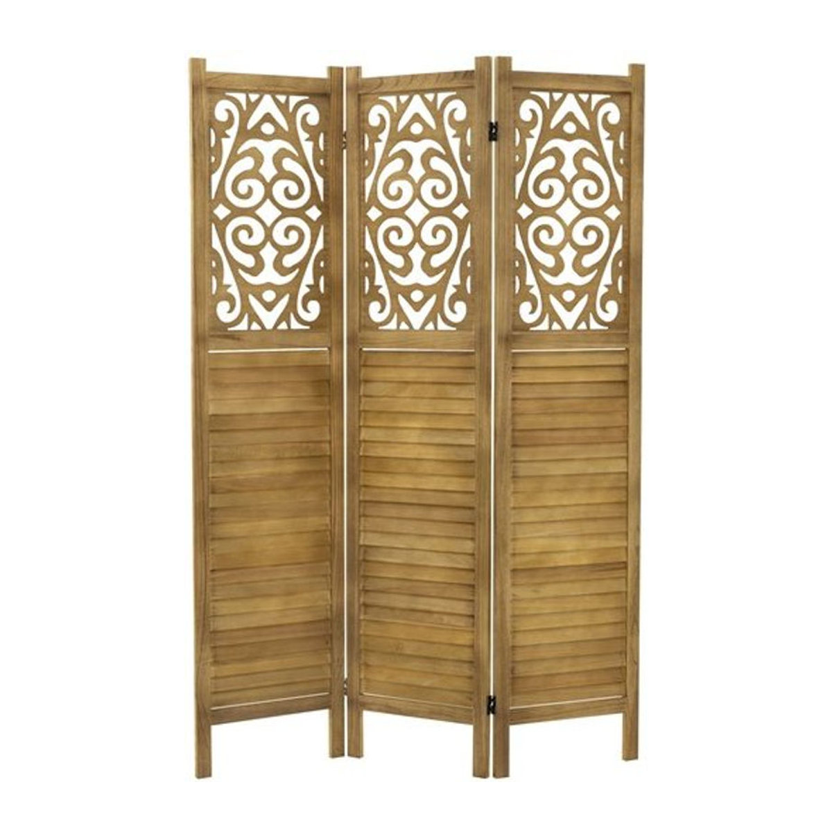 Ml-design Paravent Tokio 3-teilig aus Holz, Natur/Braun, H: 170 cm, B: 121 cm, faltbarer Raumteiler als Sichtschutz - Bild 1