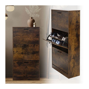 ML-Design Schuhschrank Braun mit 3 Klappfächern, B/T/H: 60 x 24 x 120,5 cm