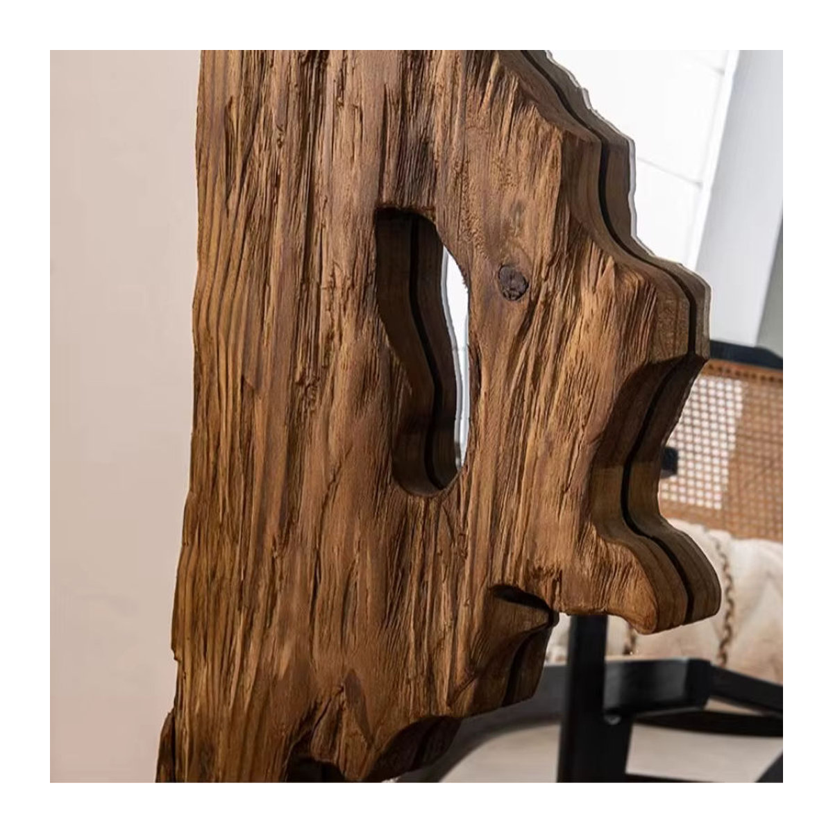 MLG Ganzkörperspiegel aus Holz im Mid-Century-Stil, freistehender Standspiegel in Braun, Rechteckig, H x B x T: 160 x 90 x 160 cm - Bild 5