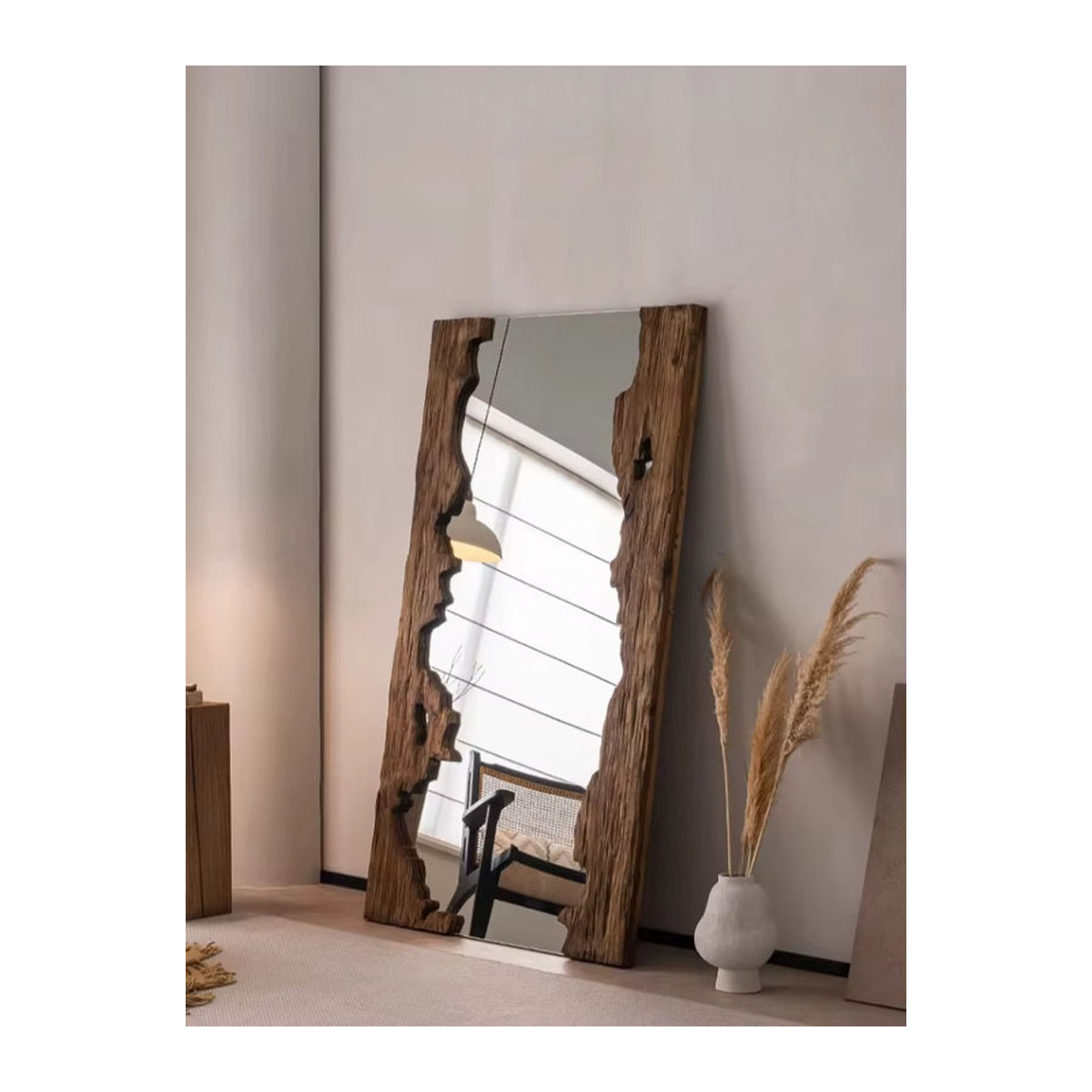 MLG Ganzkörperspiegel aus Holz im Mid-Century-Stil, freistehender Standspiegel in Braun, Rechteckig, H x B x T: 160 x 90 x 160 cm - Bild 6