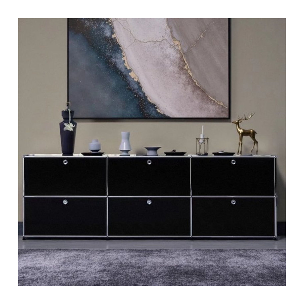 MLG Sideboard in Schwarz im skandinavischen Design als modernes Modul für dein Wohnzimmer oder Esszimmer - Bild 1