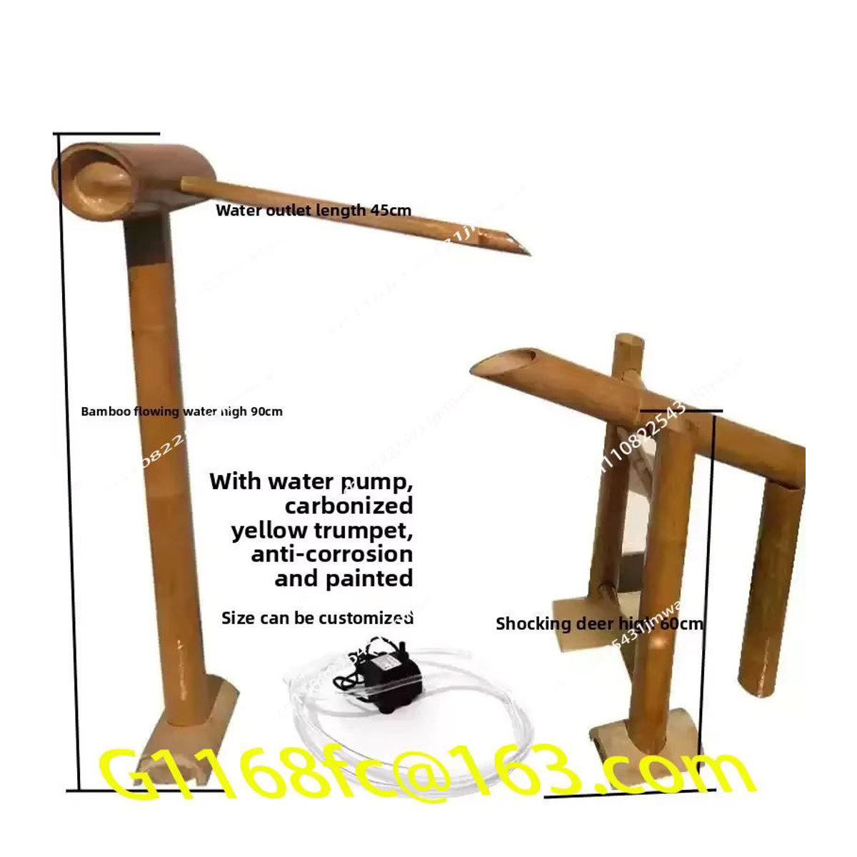 MLHJ Flow Ornament Schüssel aus Bambus und Stein in Beige für Aquarium und Landschaftsbau mit Wasserpumpe - Bild 4