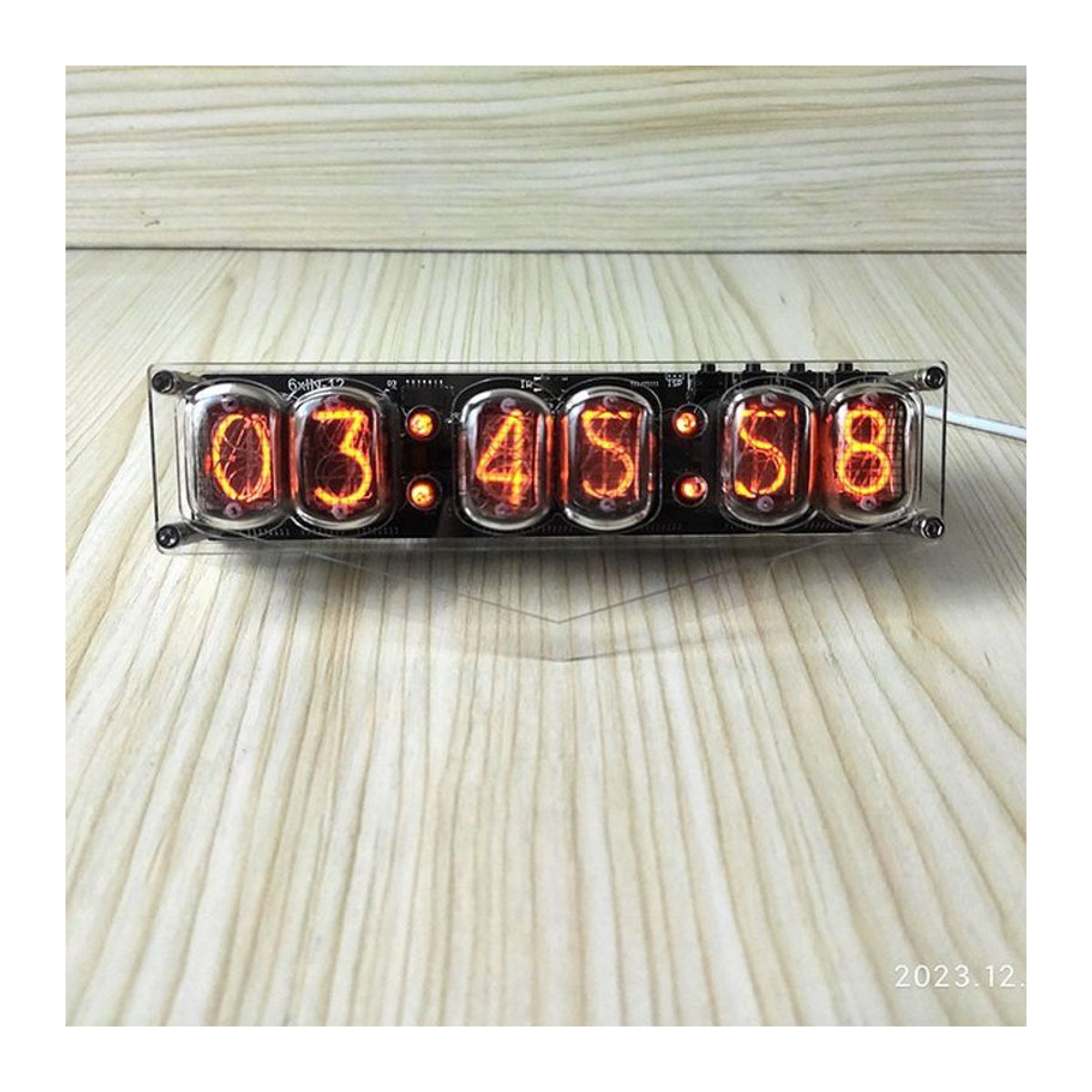 MLHJ IN-12 Nixie Tube Clock Digitale Vintage Uhr aus Metall und Glas in transparentem Design - Bild 1
