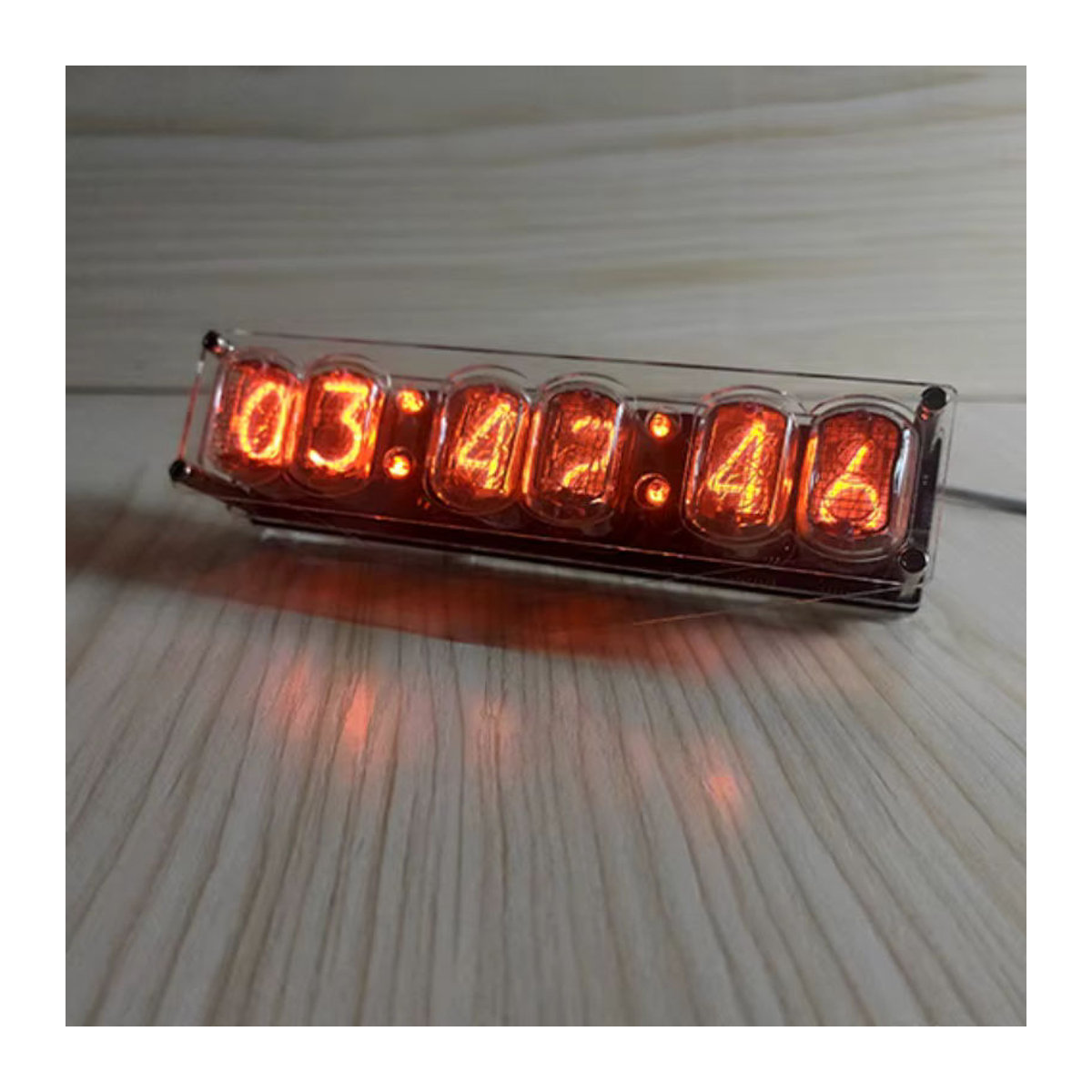 MLHJ IN-12 Nixie Tube Clock Digitale Vintage Uhr aus Metall und Glas in transparentem Design - Bild 3
