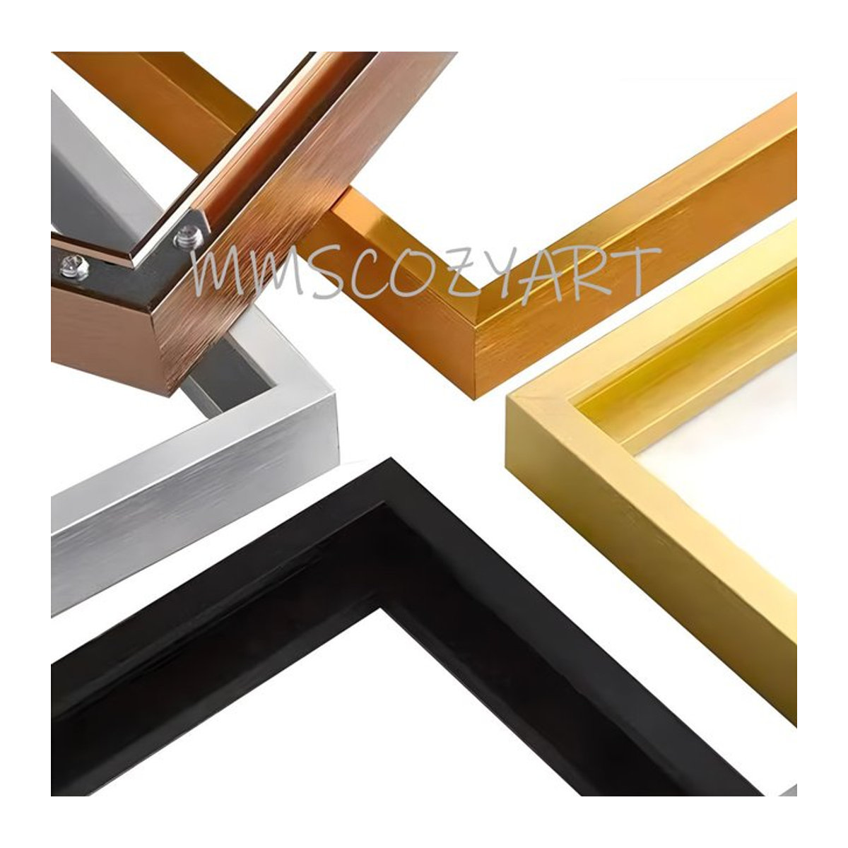 MMSCozyArt Leinwand mit Aluminiumrahmen in White Oak und Mehrfarbig, minimalistisches Metall-Wandbild im rechteckigen Design, B/H: 40 x 30 cm - Bild 1