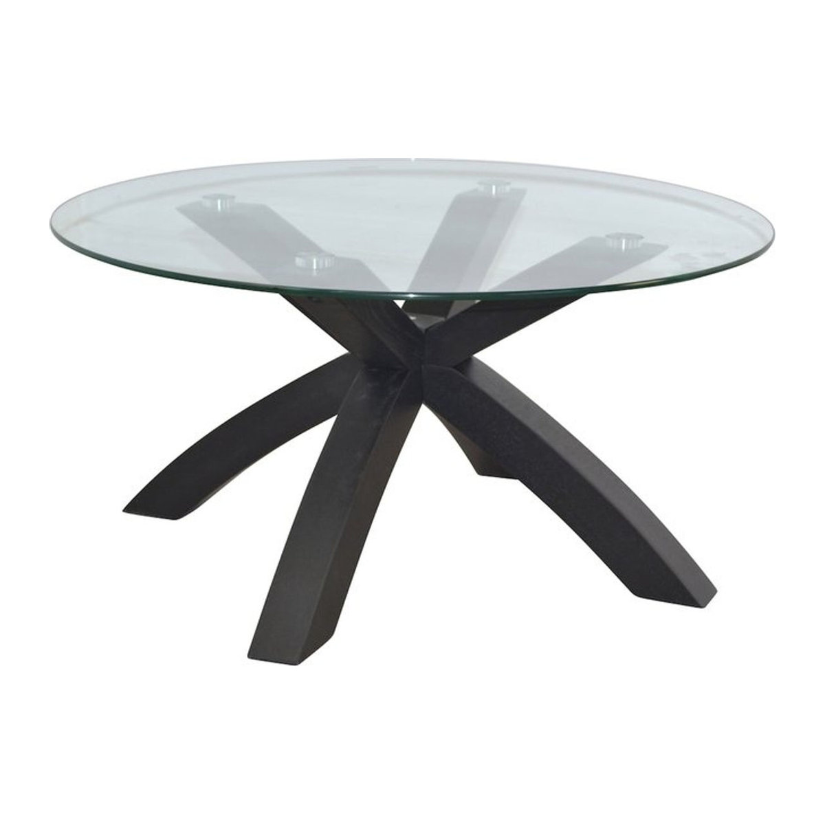 Möbel direkt Couchtisch aus Massivholz Eiche Natur mit runder Glasplatte in Schwarz und Weiß - Bild 1