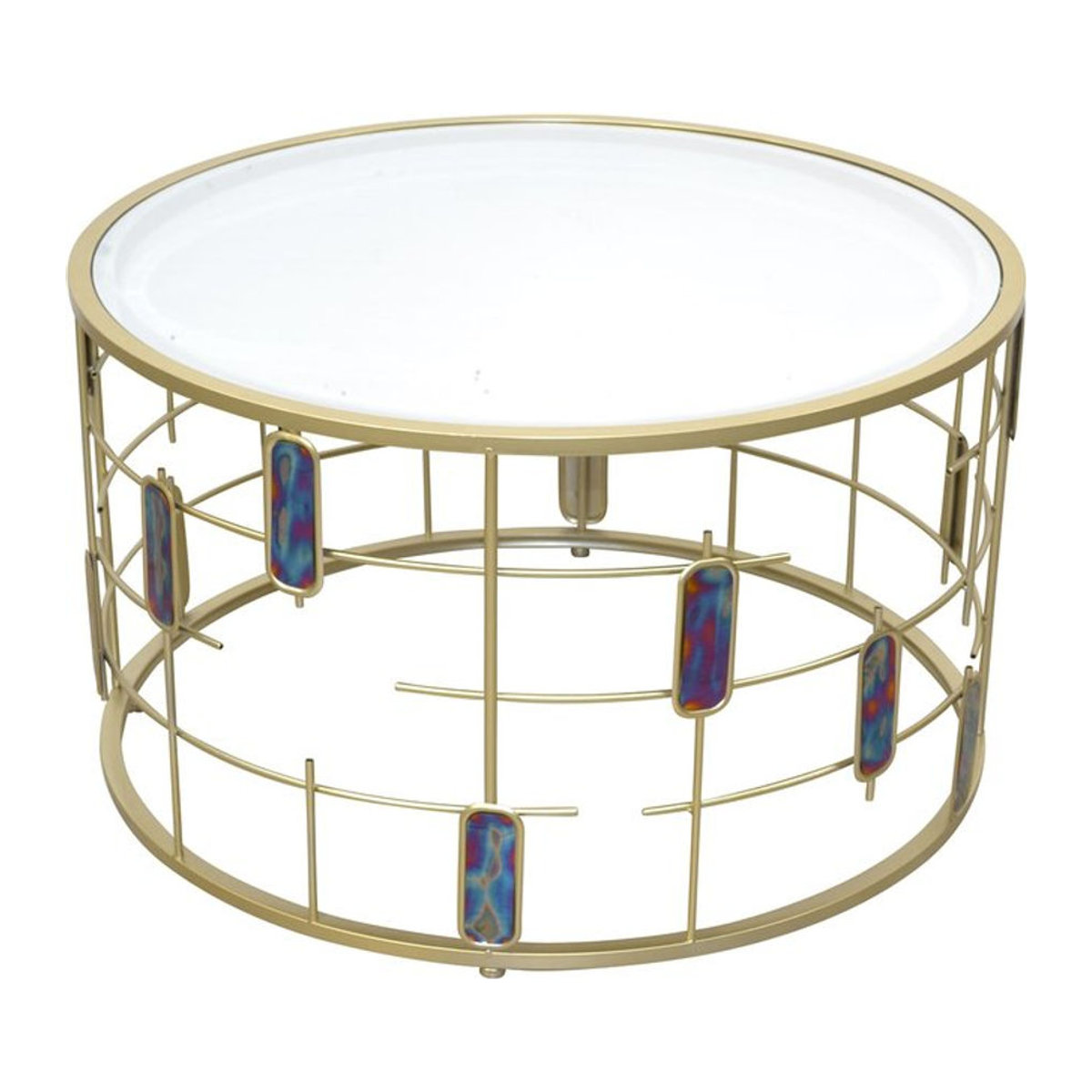 Möbel direkt Couchtisch Renate modern rund aus Glas und Metall in Bunt - Bild 1