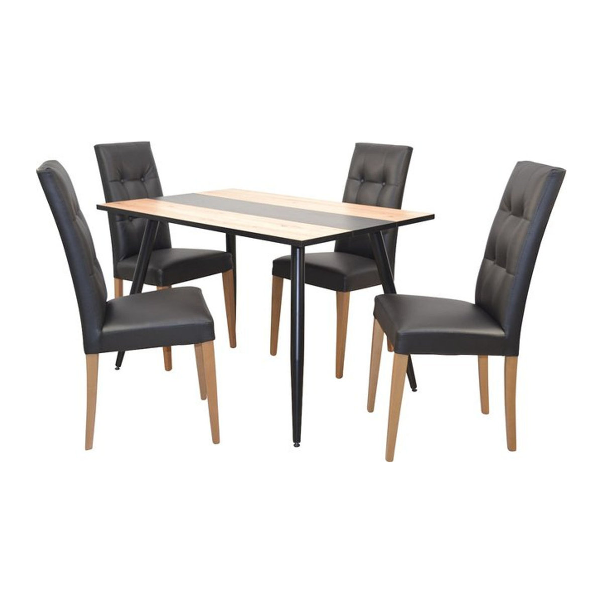 Möbel direkt Essgruppe 5-teilig im Industrial Design aus Metall und Kunstleder in Schwarz, Tisch B: 120 cm, T: 120 cm - Bild 1
