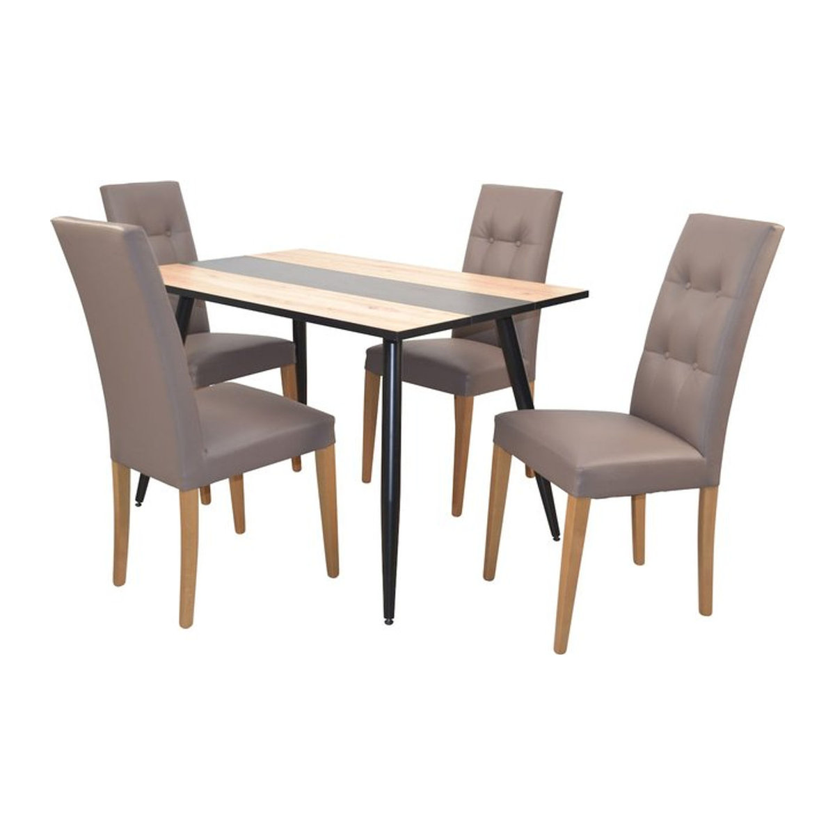 Möbel direkt Essgruppe 5-teilig Modern in Schwarz aus Metall und Kunstleder mit rechteckigem Tisch B: 120 cm, T: 120 cm - Bild 1