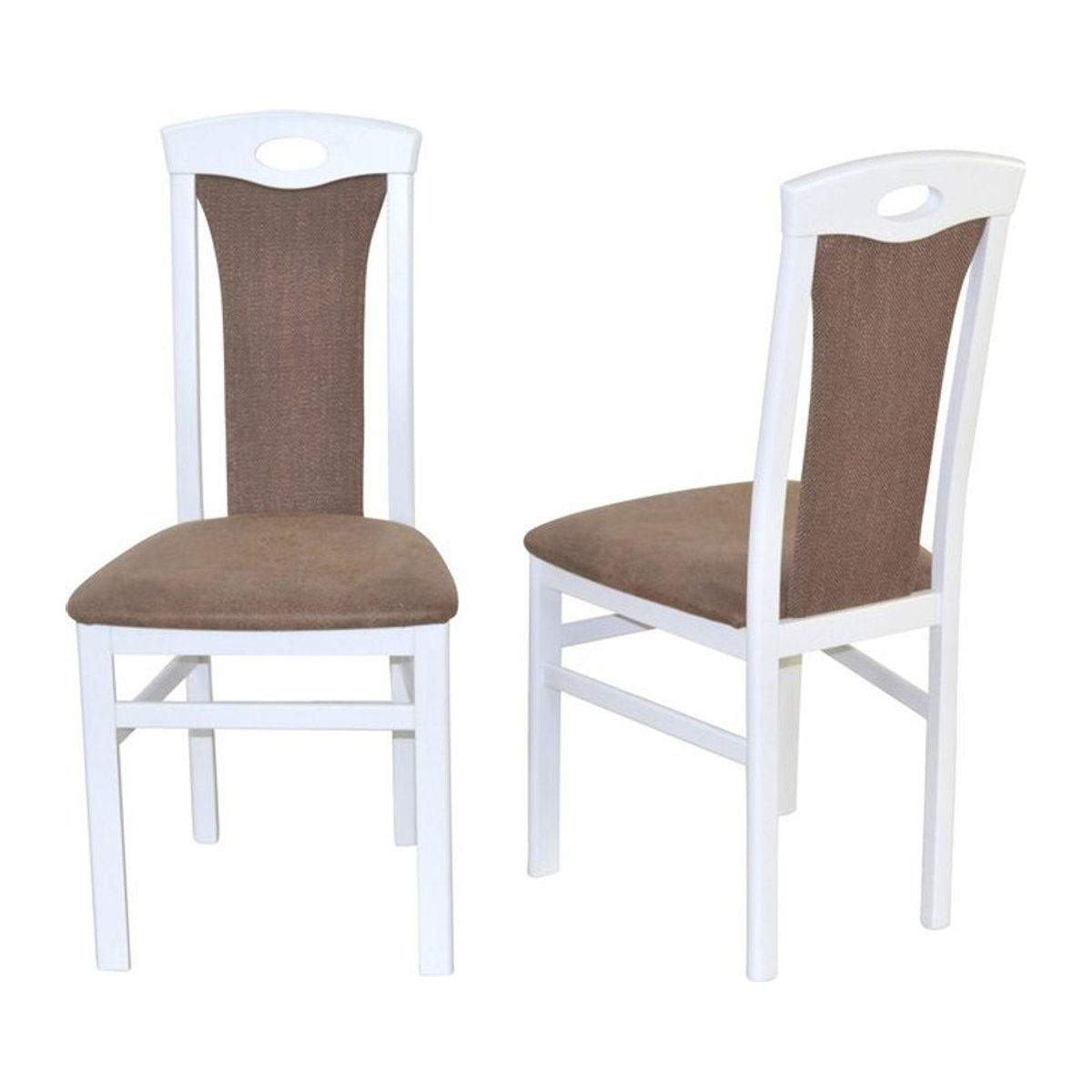 Möbel direkt Esszimmerstuhl Linda Set (2 Stück) aus Buche mit Kunstleder in Beige und Weiß - Bild 1