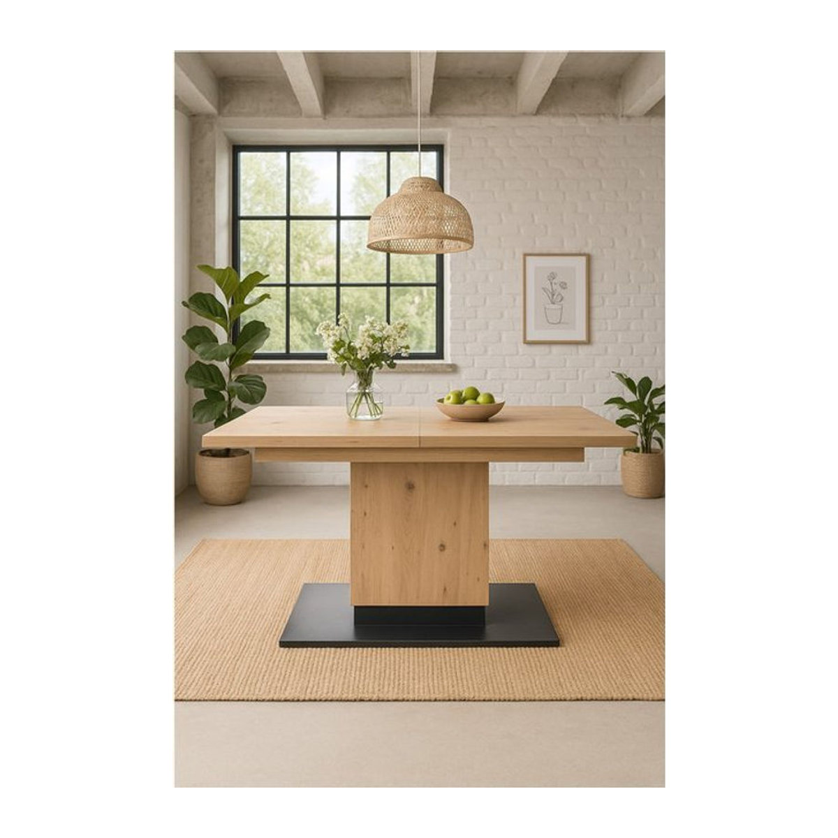 Möbel direkt Säulentisch Hannes in Eiche Natur, modern und vergrößerbar von 120 bis 180 cm - Bild 1