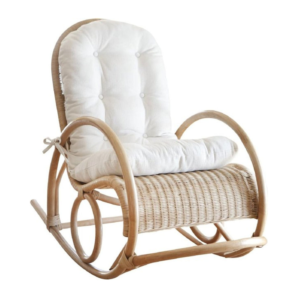 Möbel direkt Schaukelstuhl aus Rattan in Beige und Natur im Bohemian Stil - Bild 1