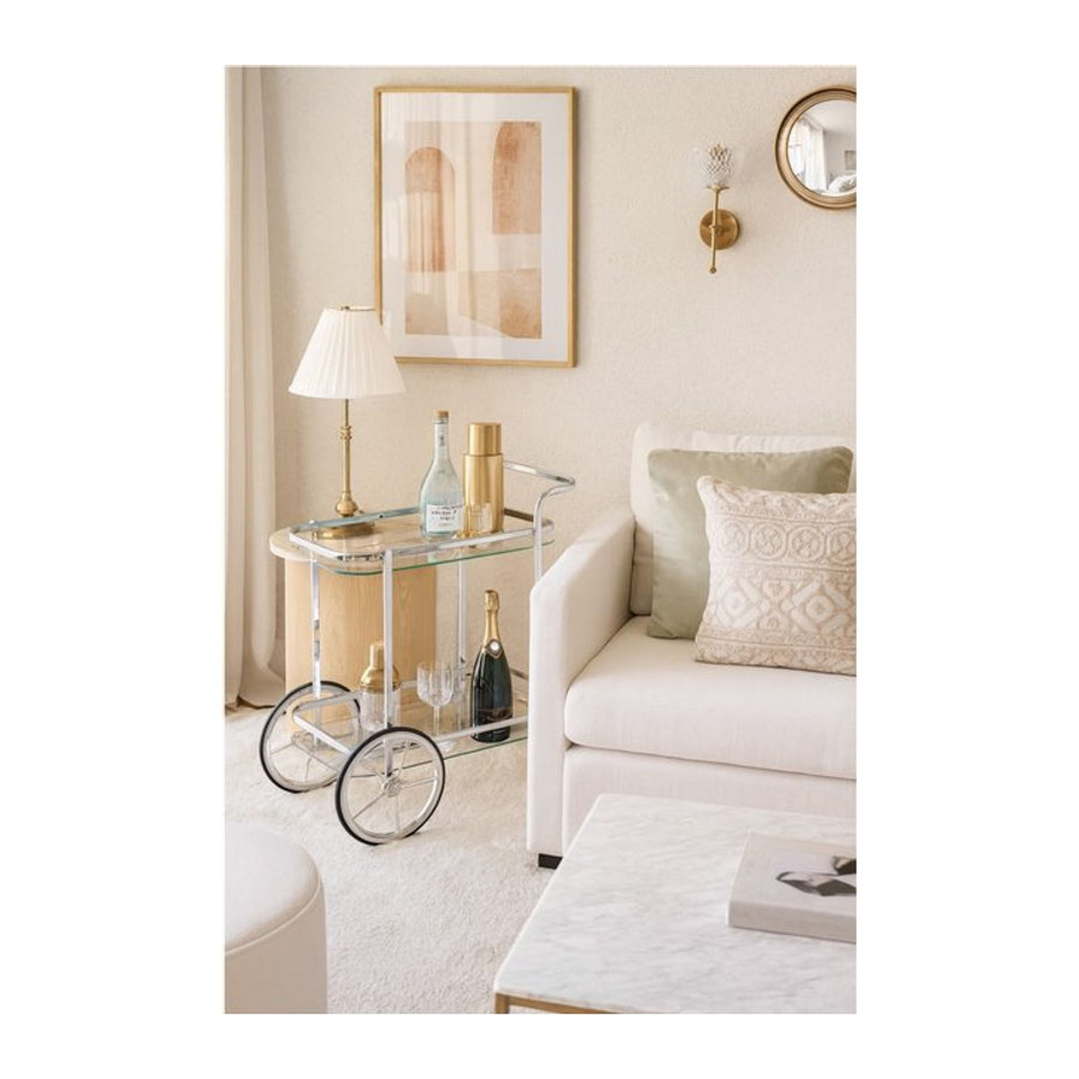 Möbel direkt Servierwagen Barwagen modern aus Edelstahl und Glas in Chrom - Bild 1