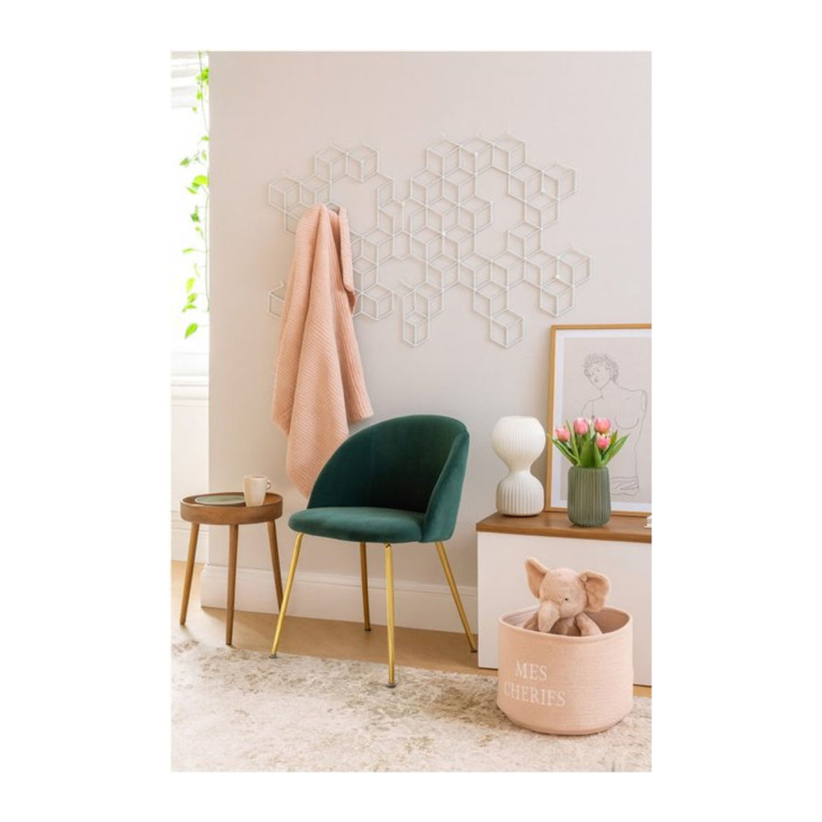 Möbel direkt Wandgarderobe Diam in Weiß, Schwarz oder Goldfarben aus Metall im modernen und minimalistischen Design - Bild 1