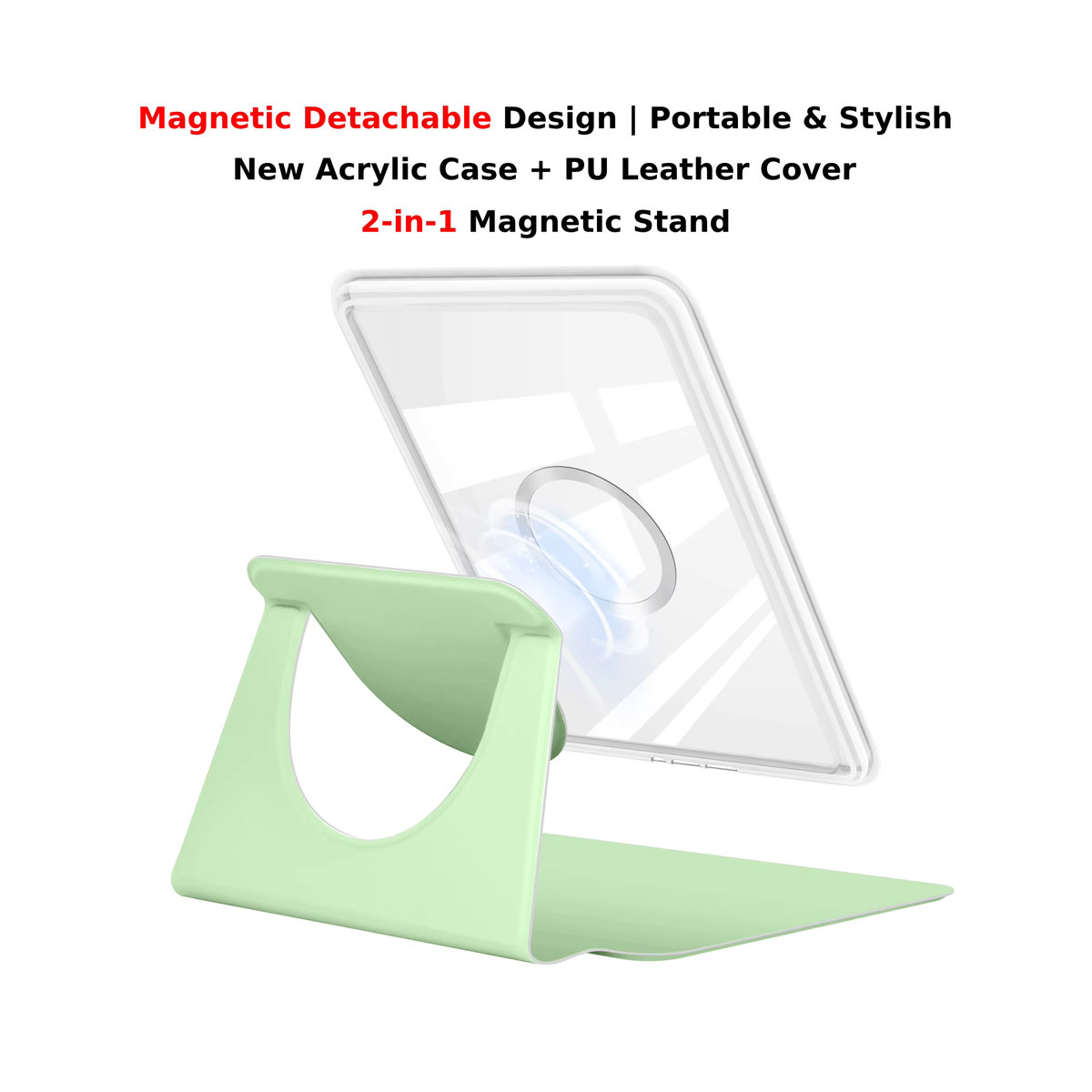 Moboons 2-in-1 Magnetische Hülle für Kindle 11. Generation 6'' mit 360 Grad drehbarem Acrylgehäuse und abnehmbarem PU-Lederständer in Rosa - Bild 2
